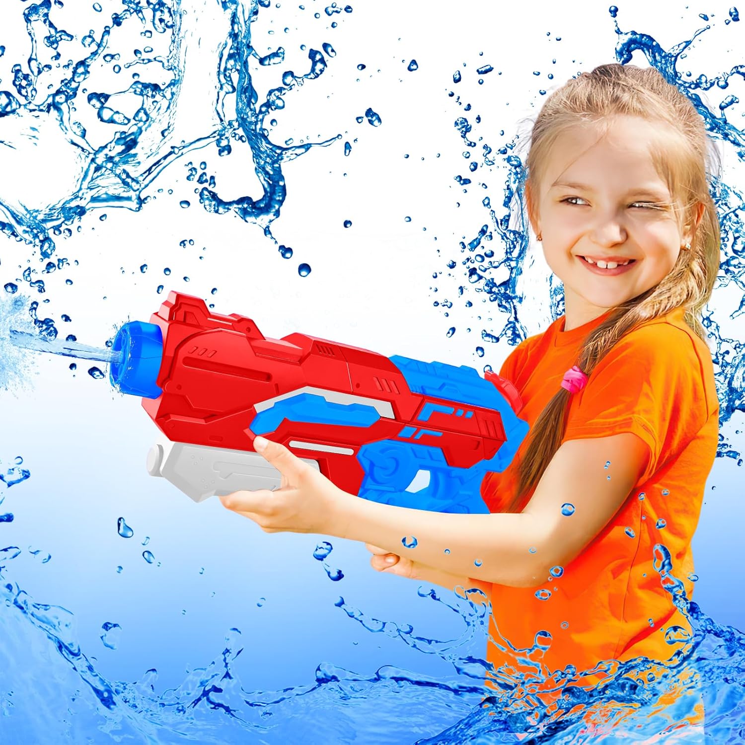Pistolet à eau puissant 1200 ml à longue portée (jusqu’à 10-11 m) — super soaker pour enfant et adulte