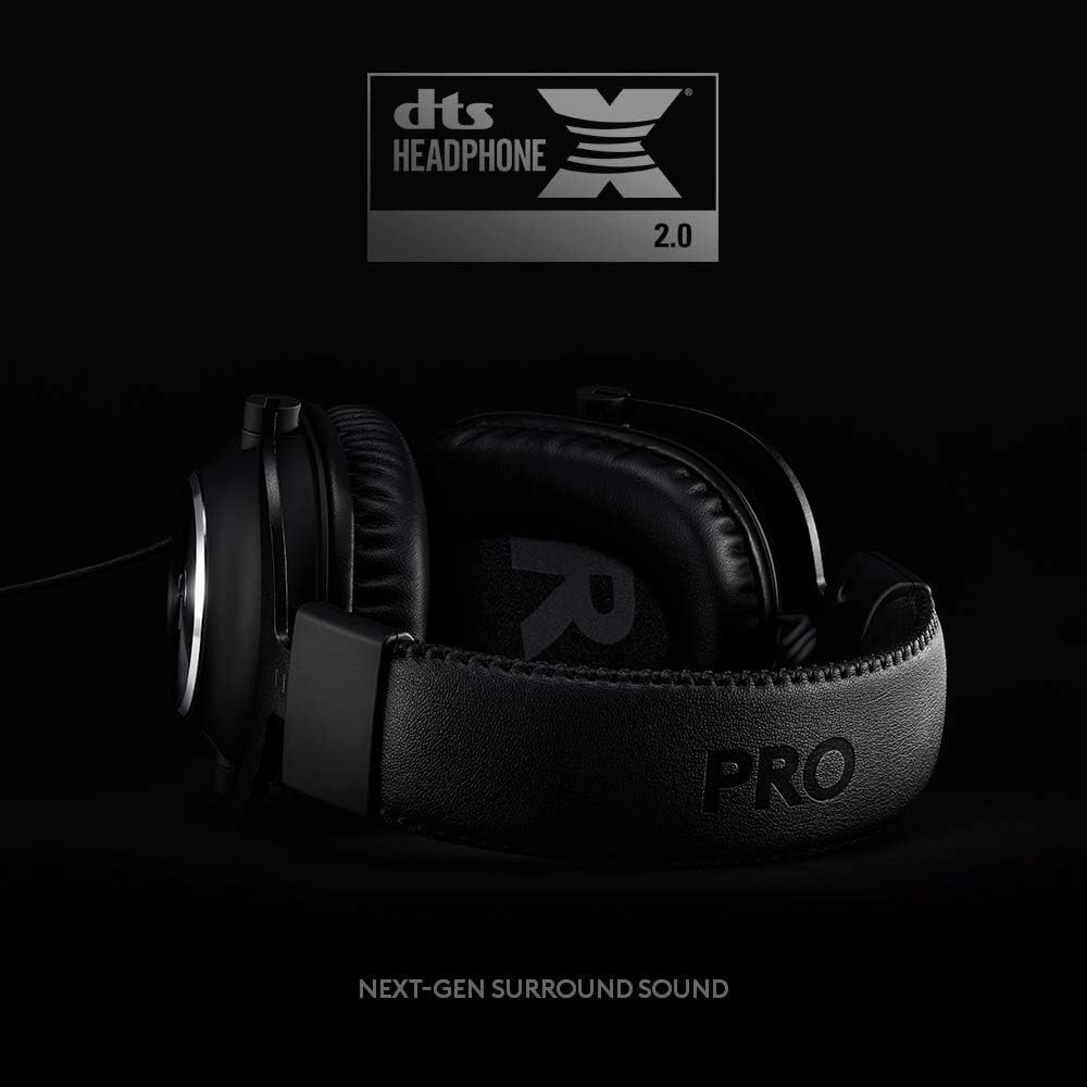 Detalle de Logitech G PRO X wired gaming headset with Blue VO!CE mic, DTS Headphone:X 7.1 and 50mm PRO-G drivers (Black)