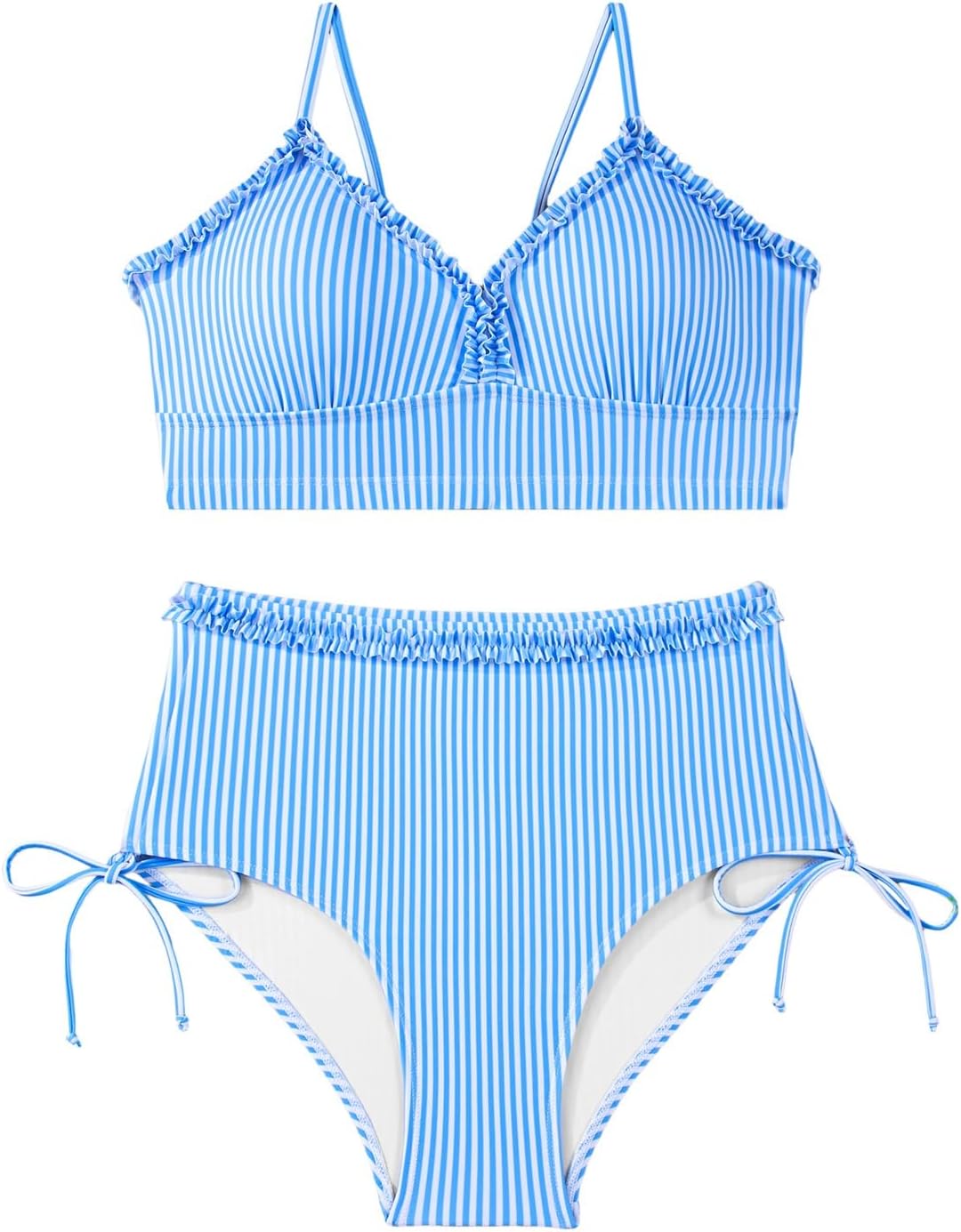 Detalle de Herseas Women's Splice Ruffle Trim Bikini Sets: High Waisted Tie-Side Sexy Yet Practical