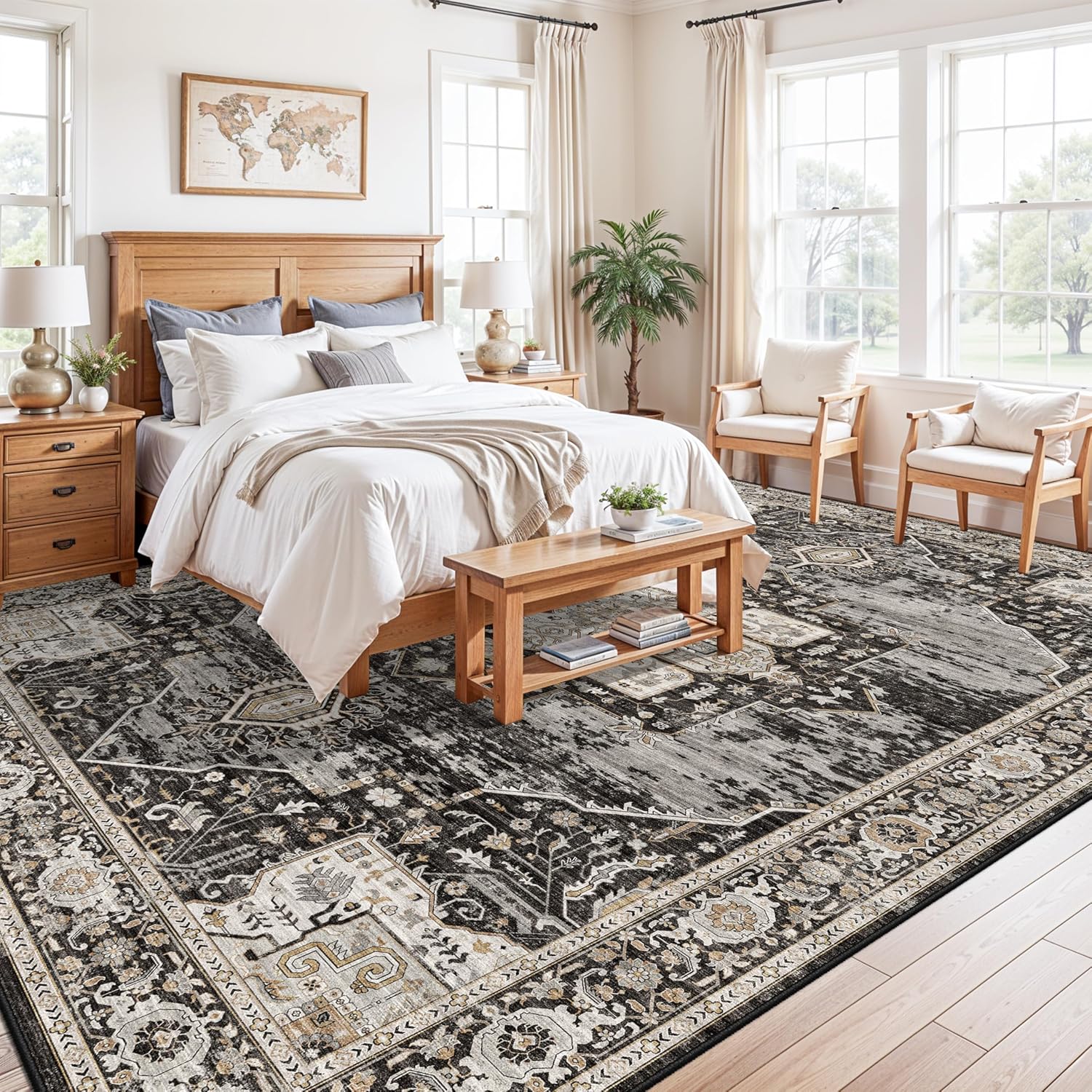 Thumbnail 1 de RUUGME Washable 11x15 Area Rug – Large Vintage Rug with Non-Slip Backing, Stain Resistant, Indoor Carpet for Bedroom or Dining Room