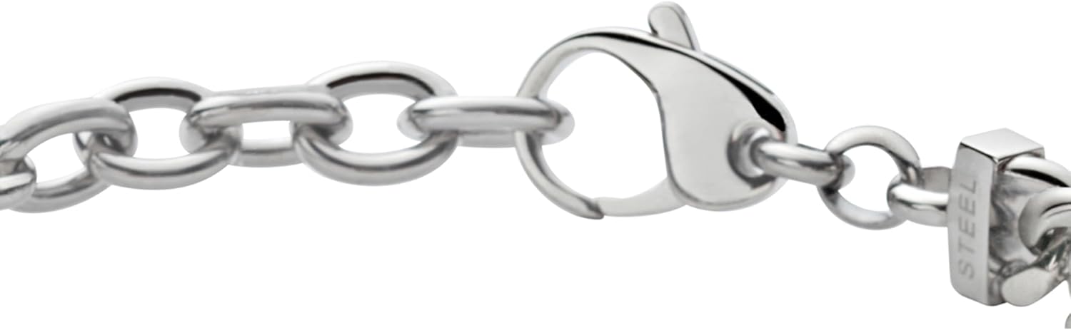 Detalle de Diesel Herren Edelstahlarmband Silberfarben mit Karabinerverschluss – 18 cm + 1,5 cm Verlängerung