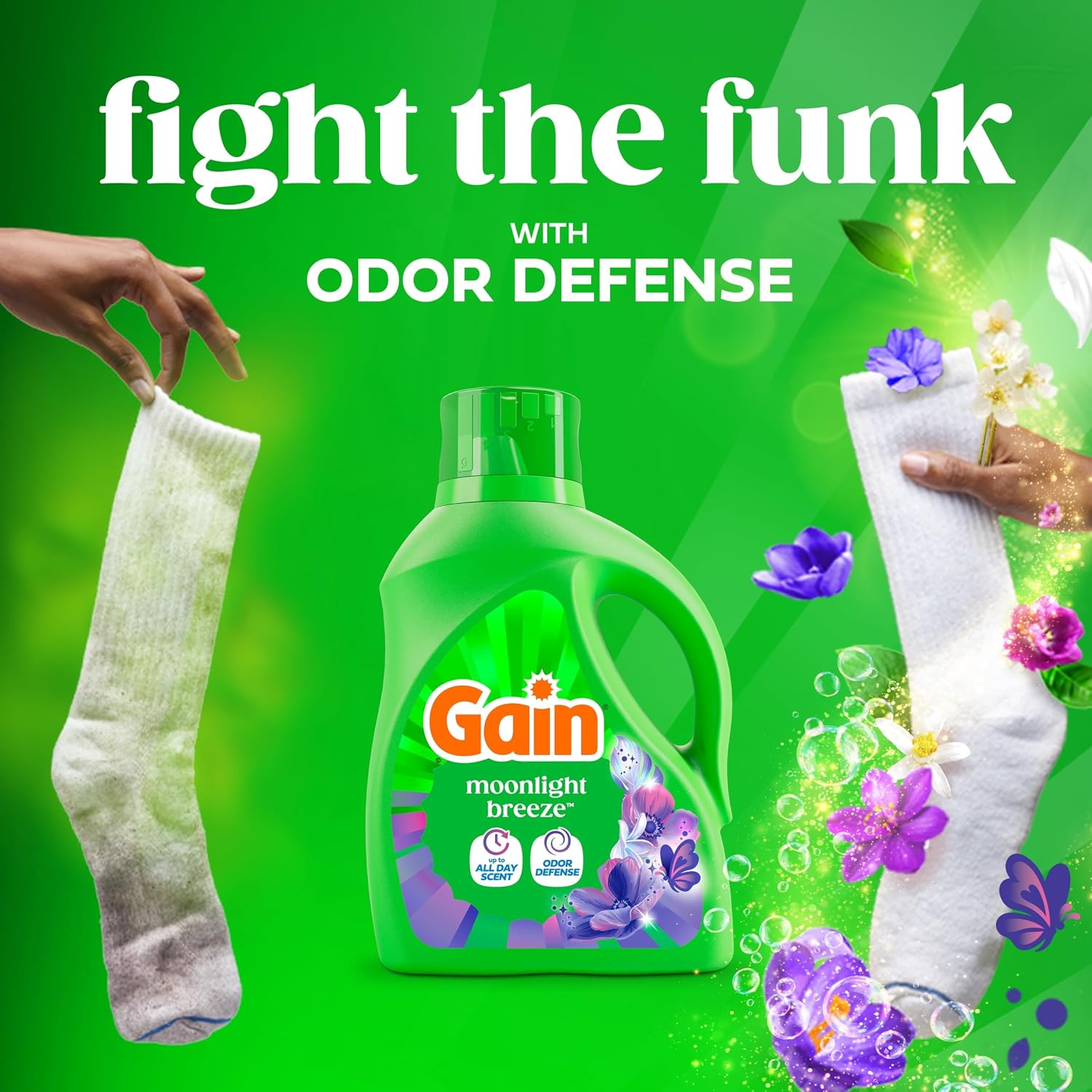 Detalle de GAIN Moonlight Breeze Liquid Laundry Detergent, 100 Loads, 4.55 L