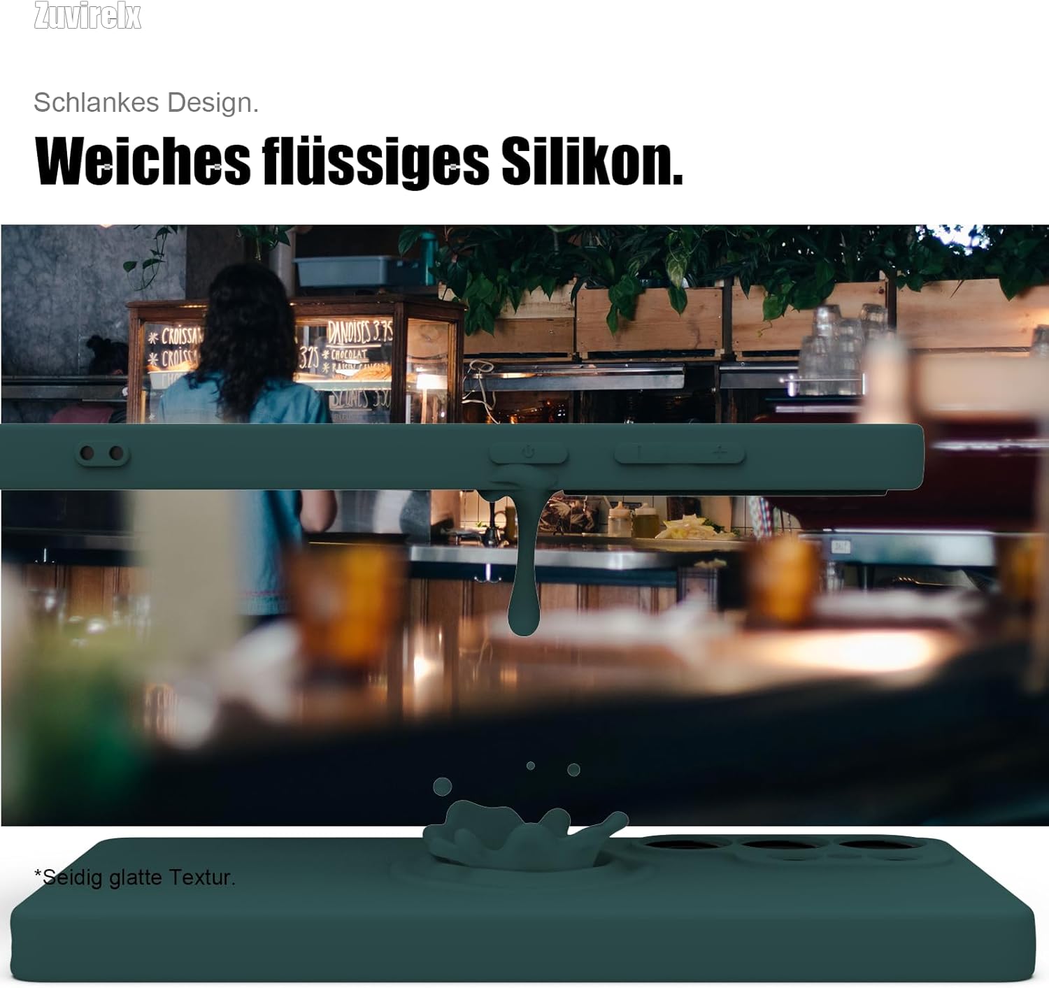 Thumbnail 4 de Zuvirelx Silikon-Handyhülle für Samsung Galaxy S25 Ultra – Tiefgrün, dünn, griffig und stoßfest