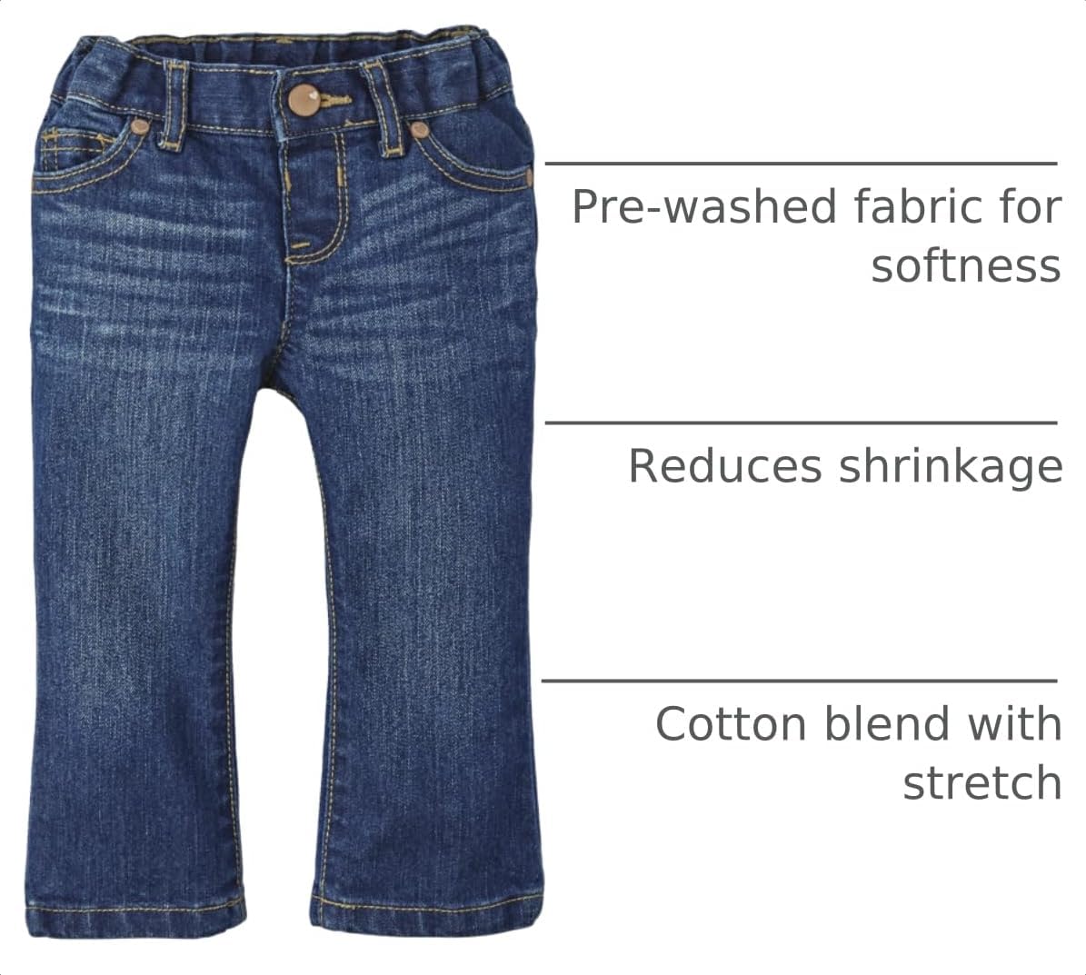 Detalle 1 de The Children's Place 3019856 Baby & Toddler Girls' Bootcut Jeans, Stretch Cotton Blend