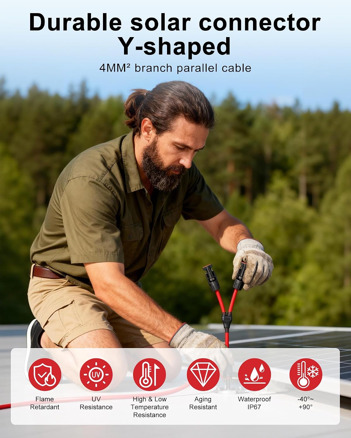 Detalle de Binamao Y-fördelare för solpaneler, 1000 V DC, 30 A och 4 mm²