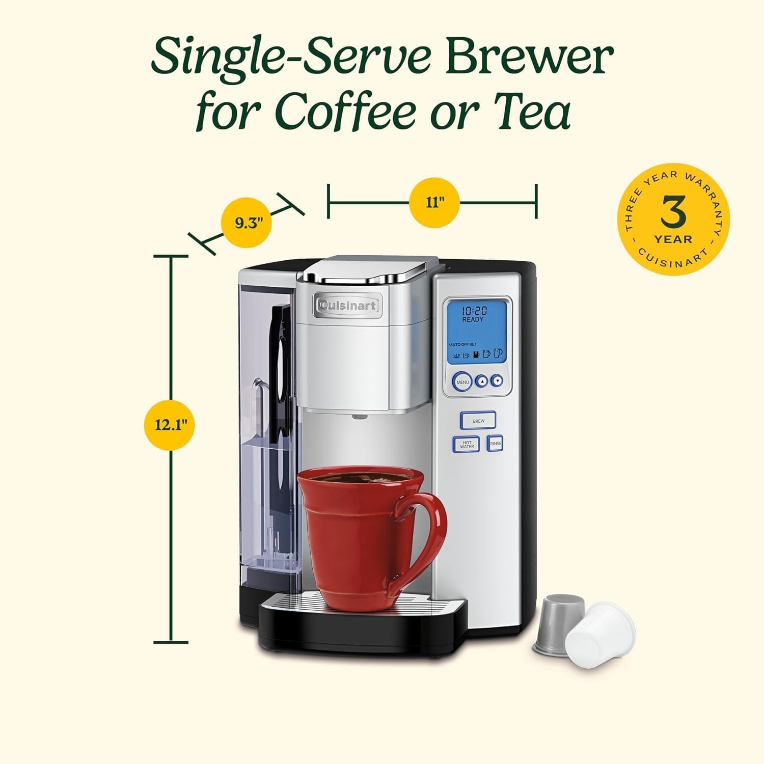Thumbnail 4 de Cuisinart Single Serve Coffee Maker with 72-Ounce Reservoir (Programmable Brewing + Hot Water)