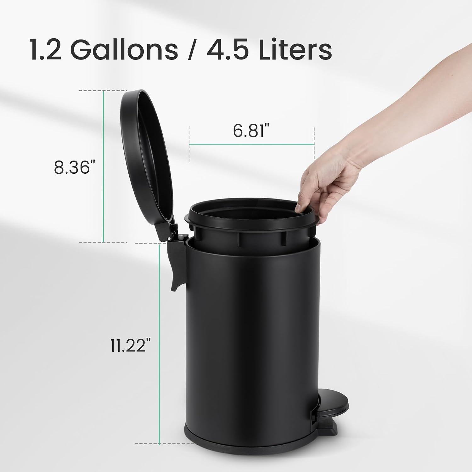 Thumbnail 5 de Cesun Small Round Bathroom Trash Can, 1.2-Gallon