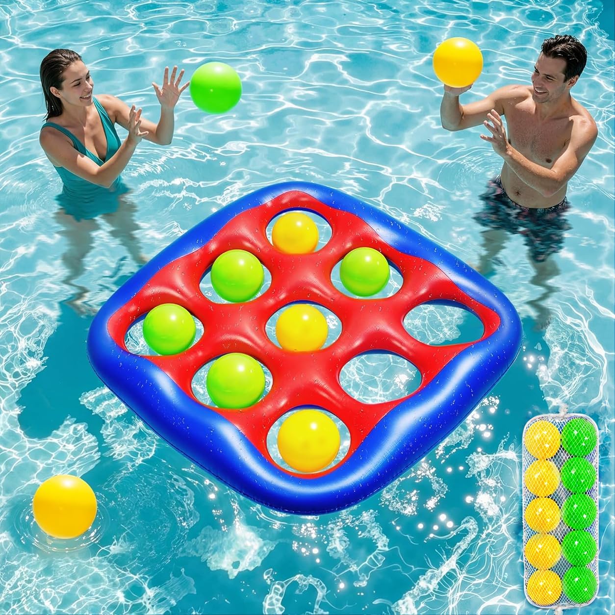Imagen de Hayiwel Pool Games Set: Inflatable Tic-Tac-Toe with Weighted Balls for 2–10 Players en OfertitasTOP