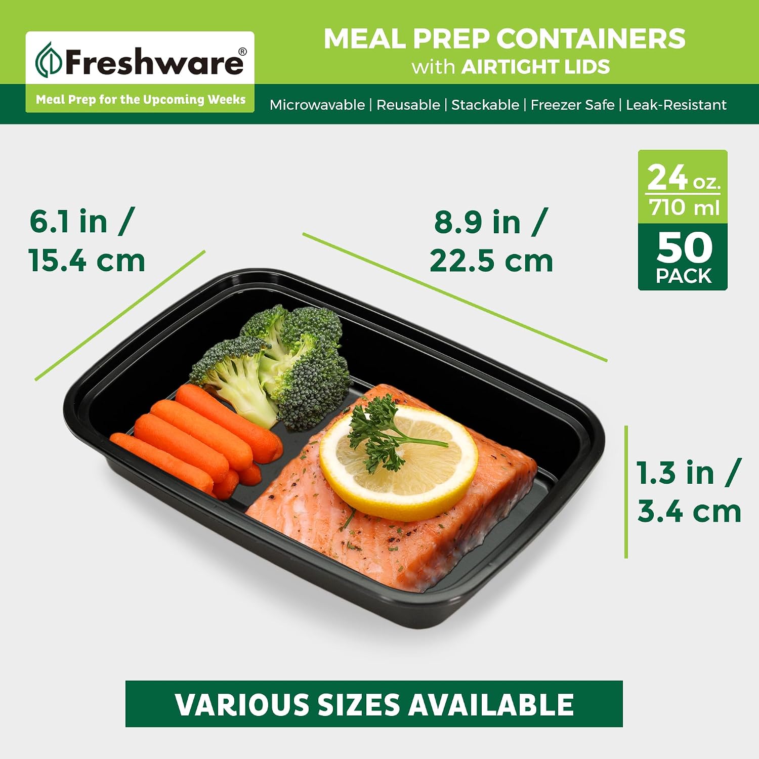 Detalle 2 de Freshware Meal Prep Containers 50 Pack 🍱