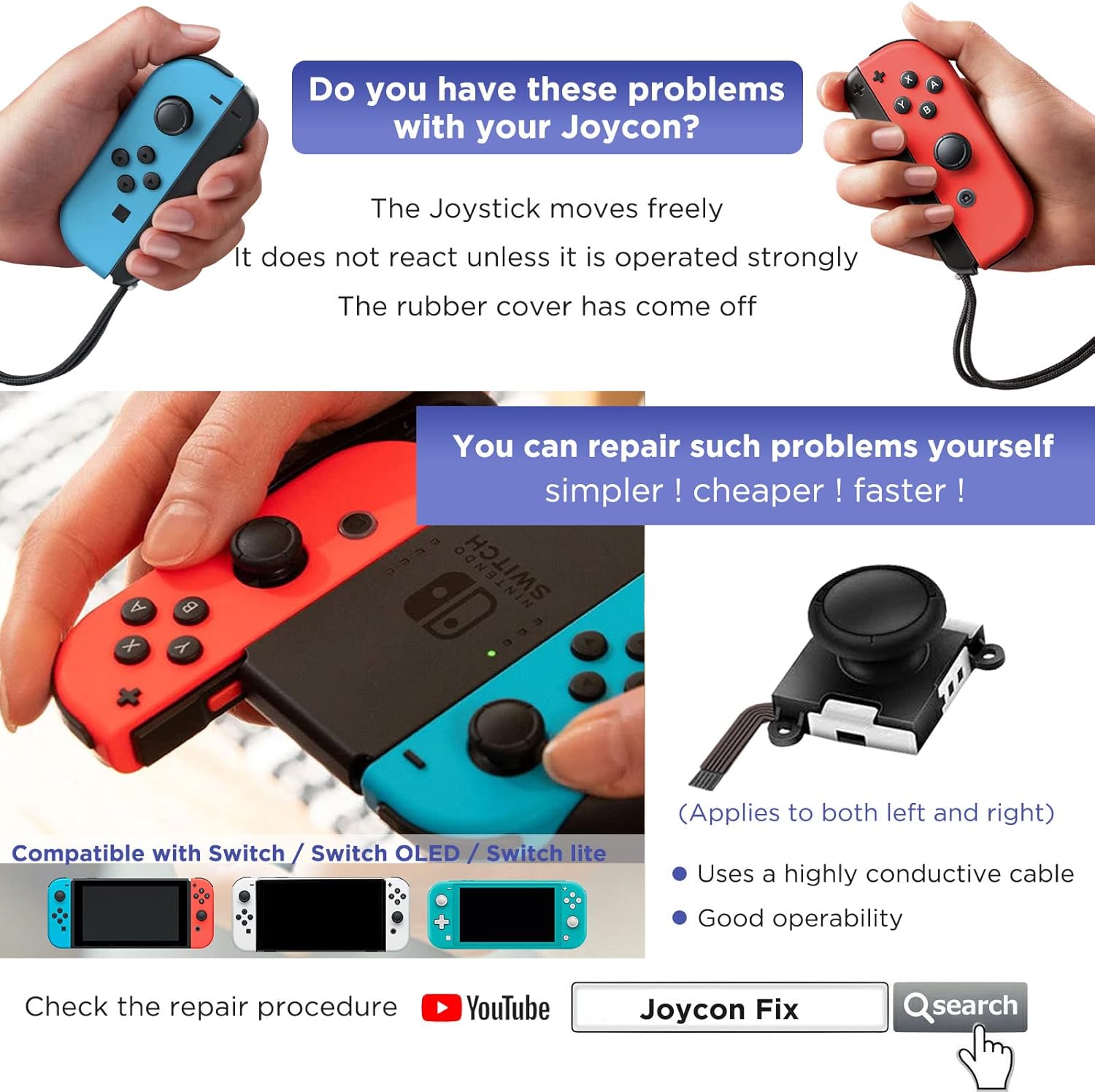 Thumbnail 1 de GeeRic Joycon Joystick Replacement 30PCS kit