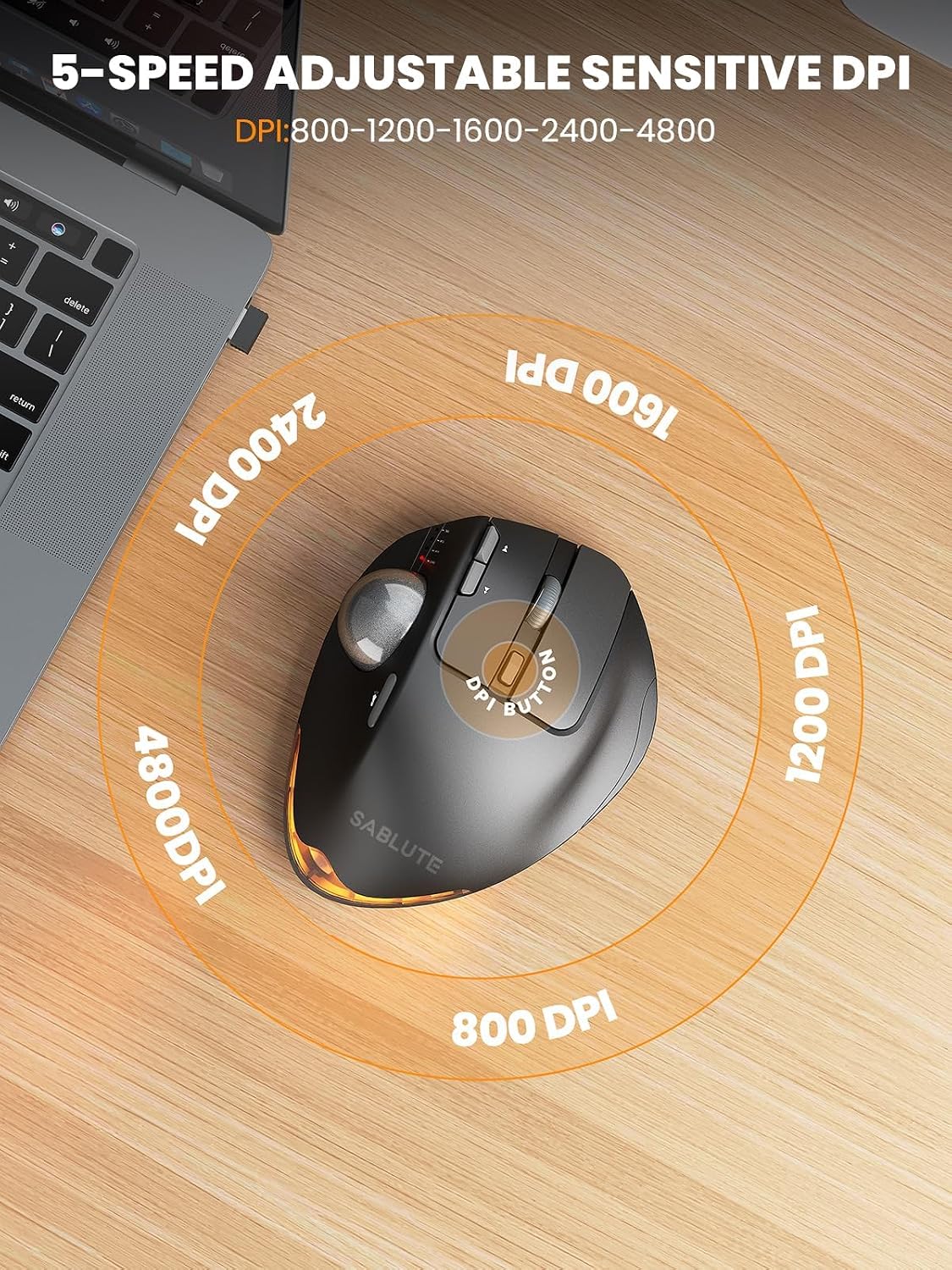 Thumbnail 4 de SABLUTE Wireless Trackball Mouse 5 DPI 🖱