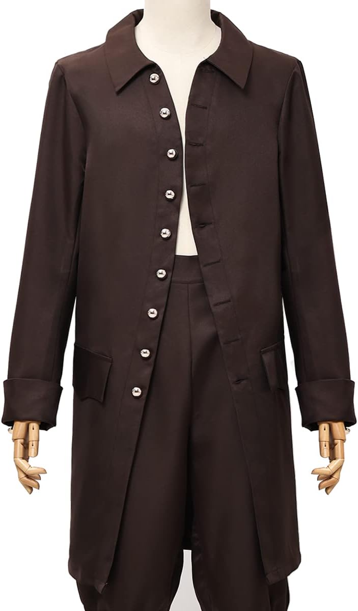 Detalle de BLESSUME Men's Colonial Coat (Pack of 1) – Vintage Costume Cloak for Pirate, Renaissance and More
