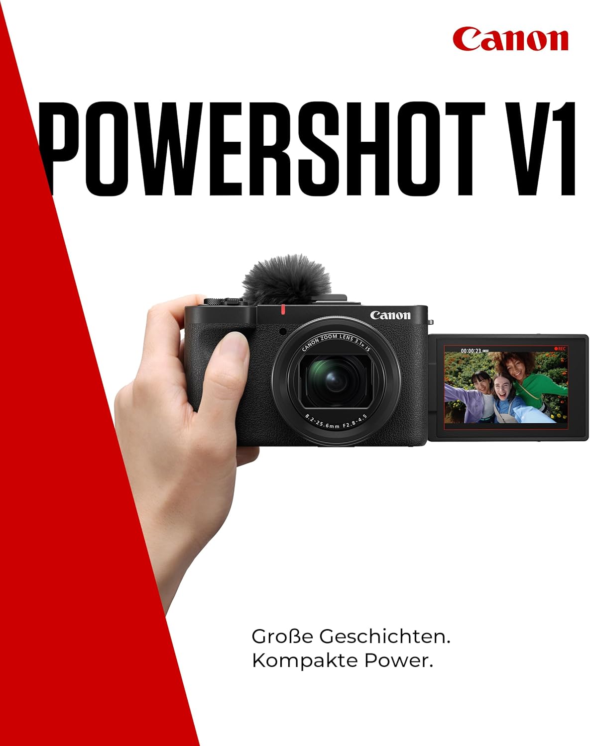 Thumbnail 1 de Canon PowerShot V1 – Vlog-Kamera mit Ultraweitwinkel f/2.8-Objektiv