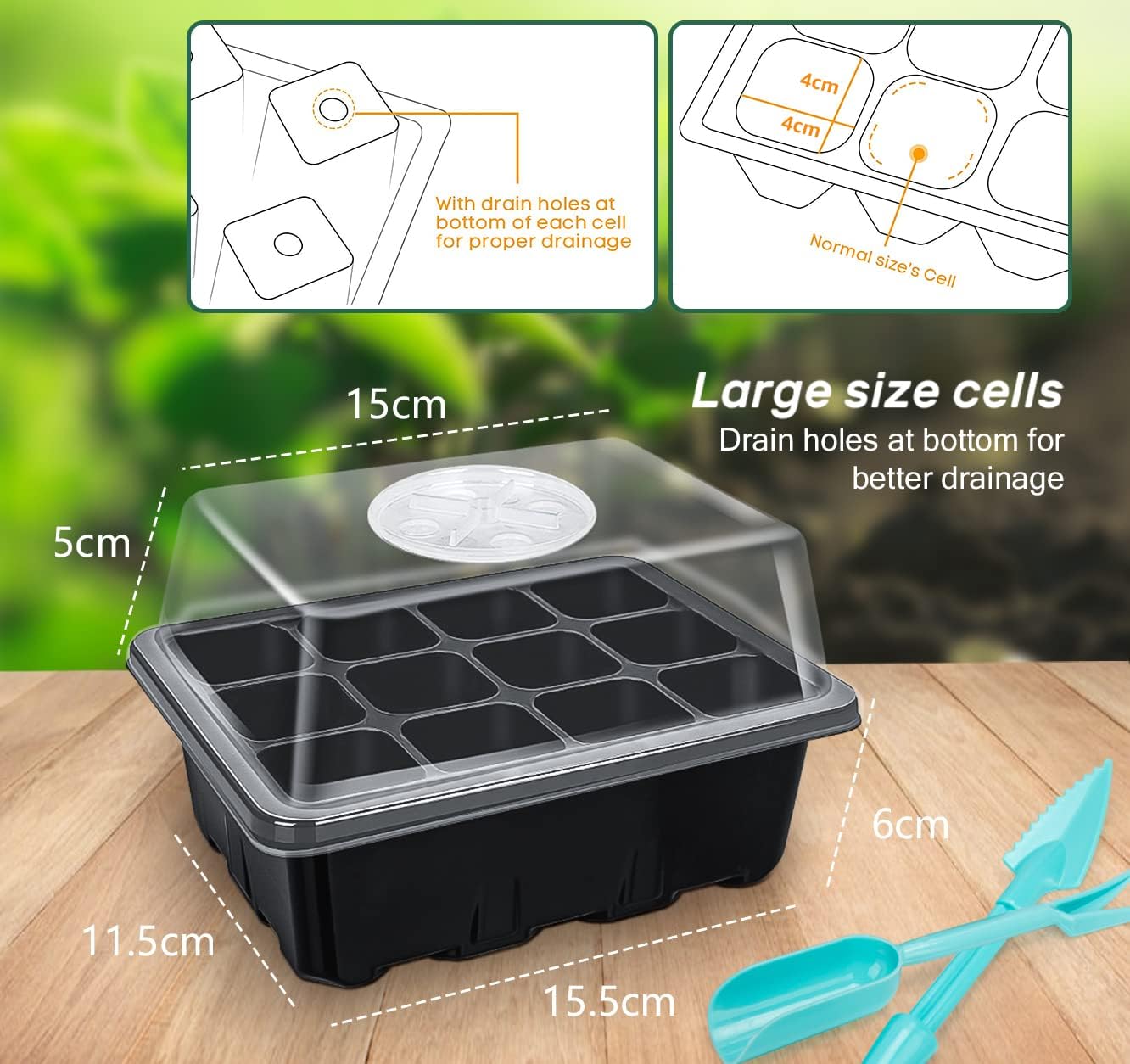 Thumbnail 2 de Bonviee 10-pack seed starter trays kit with adjustable humidity domes (12 cells per tray)