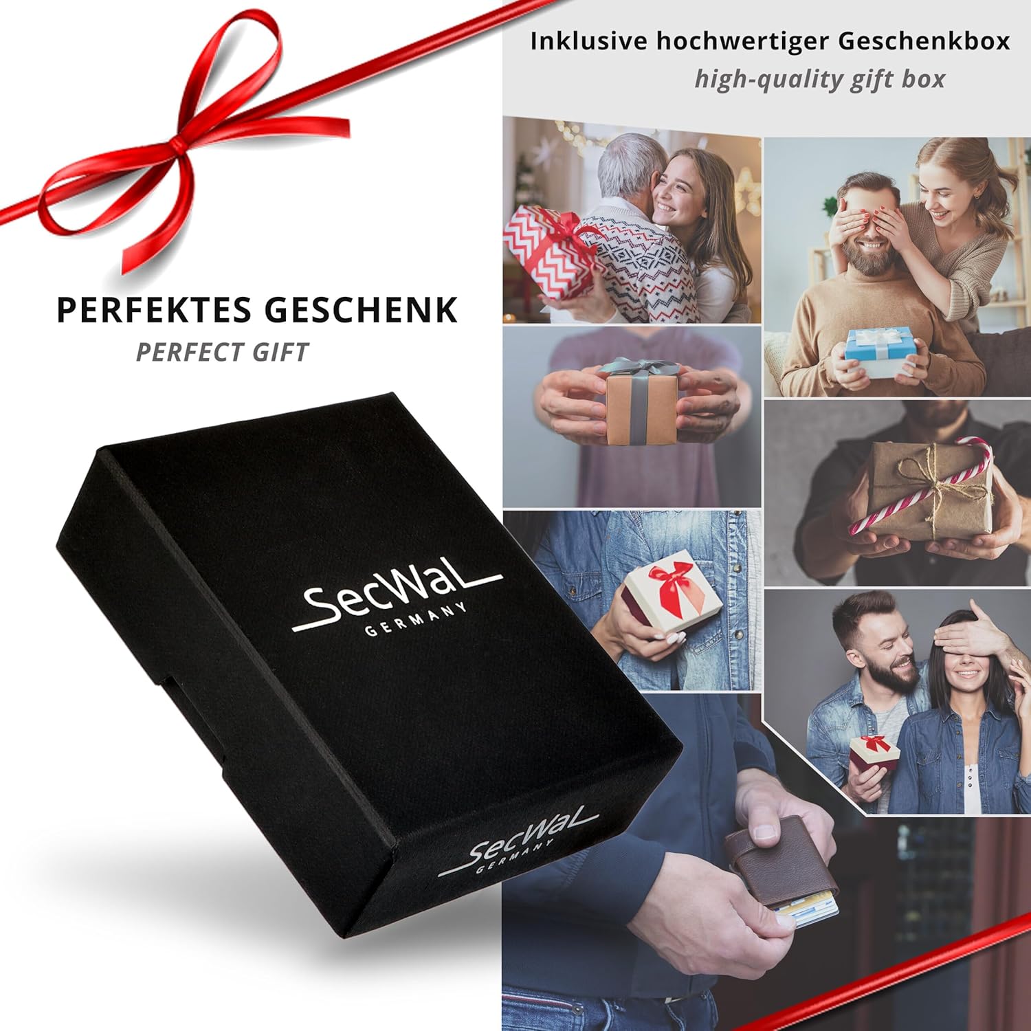 Detalle de SecWal Kartenetui mit Münzfach Druckknopf – Echtleder Geldbörse, RFID-Schutz, Made in Germany