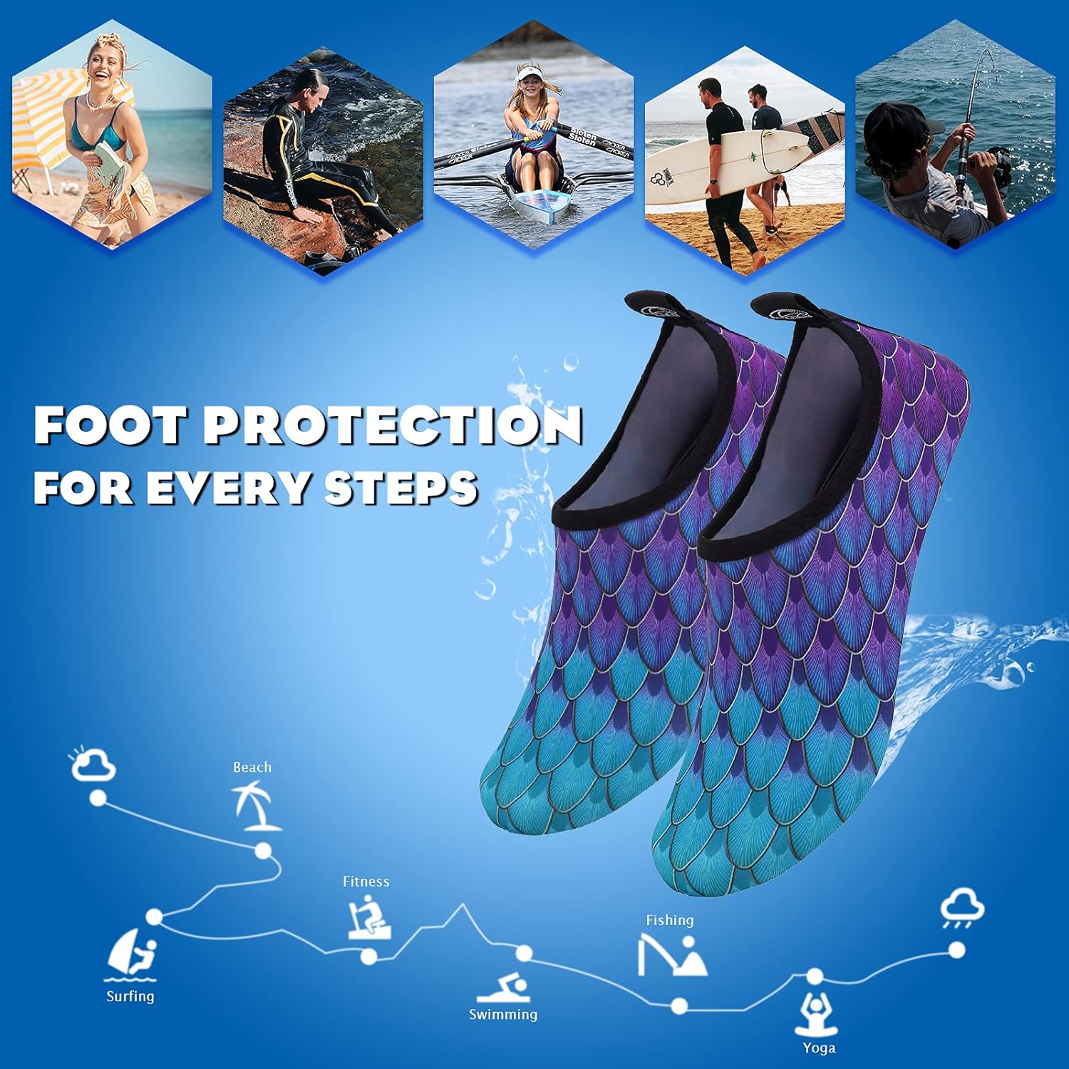 Detalle de Mabove Swim Water Shoes Socks Barefoot Protecting for Sea, Beach, Pool