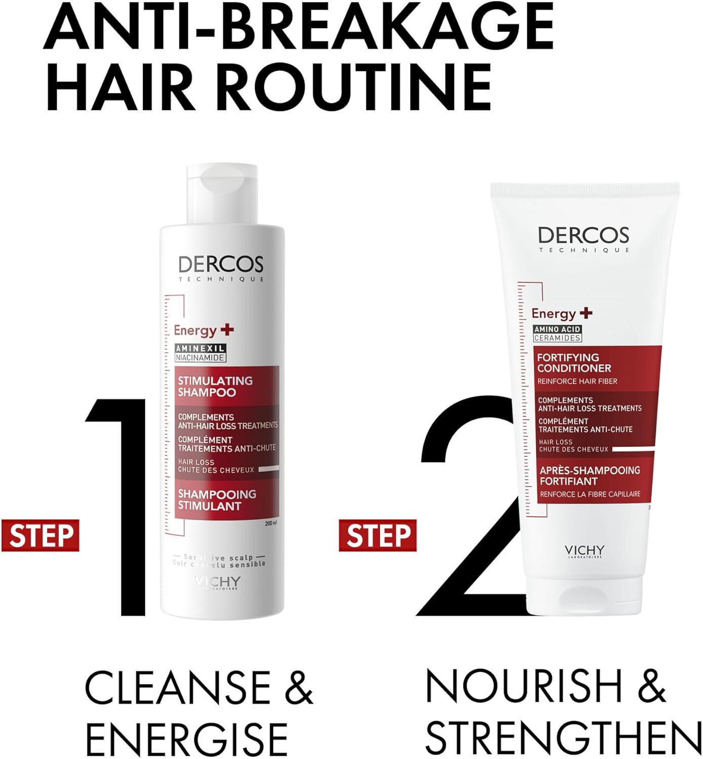 Detalle 2 de Vichy Dercos Energy+ Anti-Hair Loss Stimulating Shampoo with Aminexil & Niacinamide (400ml)