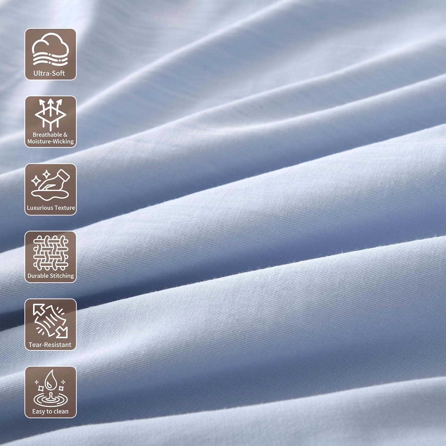 Thumbnail 5 de REDSSEN Cloud Blue 3-Side Opening Duvet Cover Set King (400TC Organic Cotton)