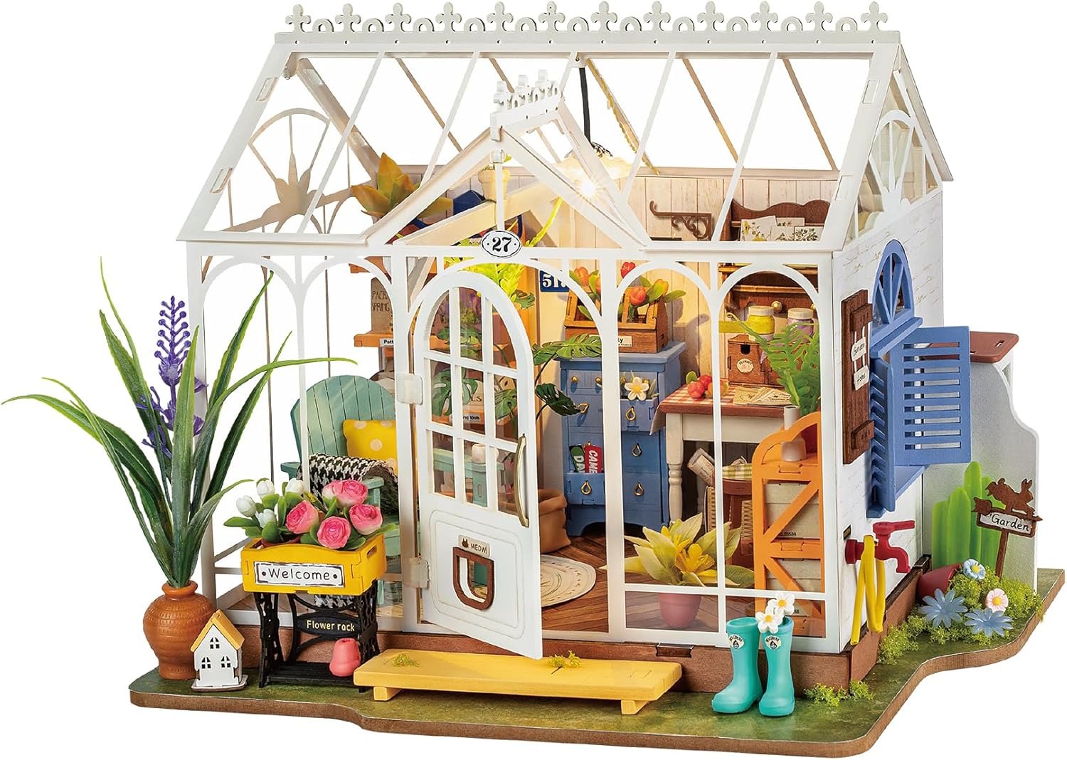 Detalle de Rolife Maison de Poupées Dreamy Garden — Maison en bois avec meubles et cadre transparent