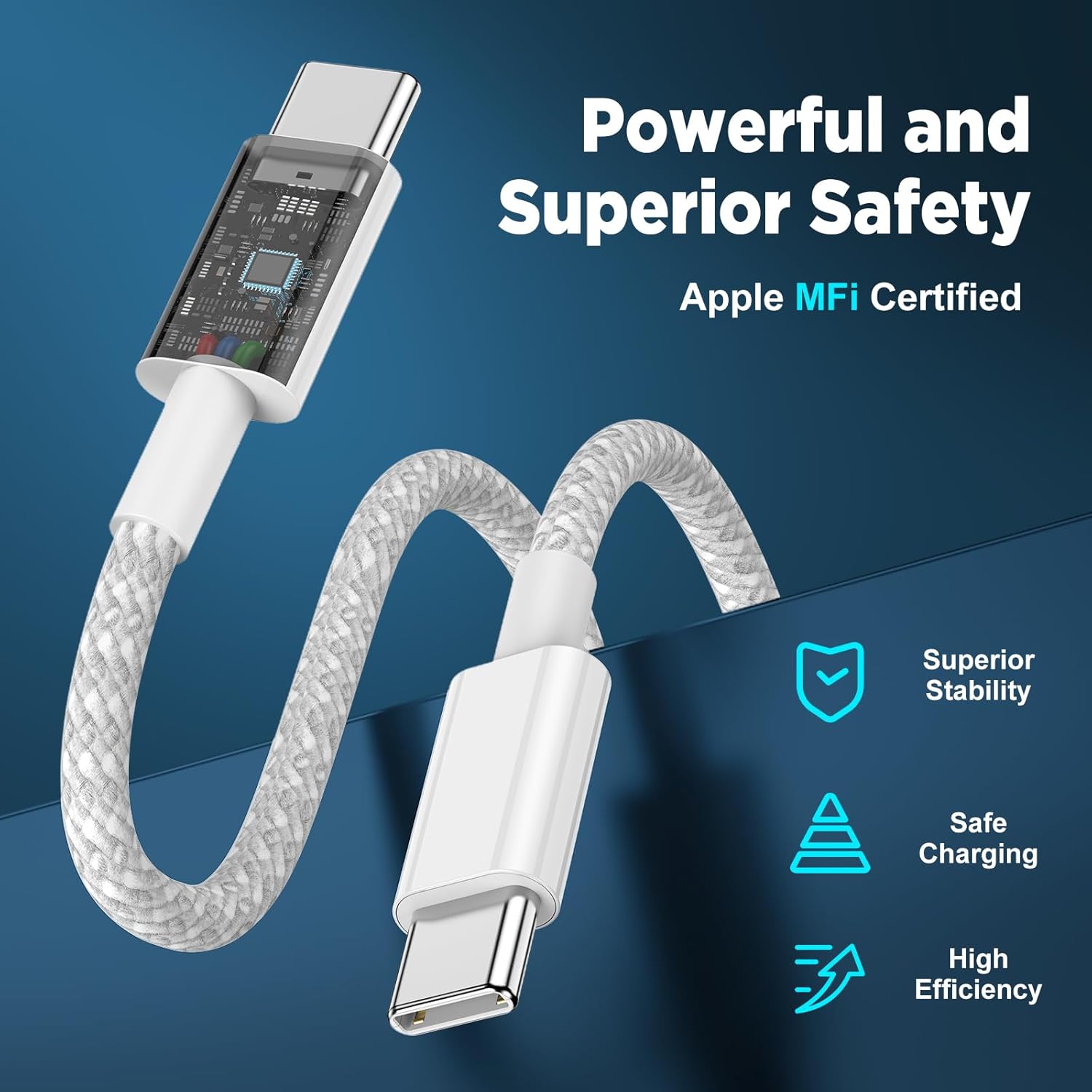 Thumbnail 3 de USB-C to USB-C Cable 6FT + 10FT 2-Pack (60W) Fast Charging & Data Sync Cord for iPhone 17/16/15, iPad, MacBook, Samsung Galaxy