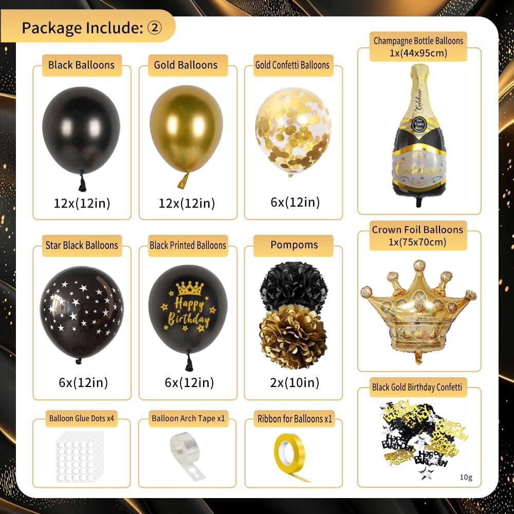 Detalle de GYESXYW Black and Gold Party Decorations Kit