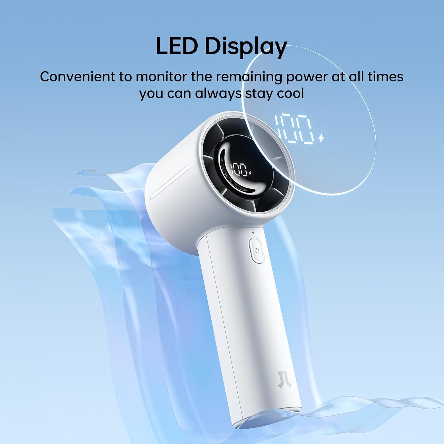 Detalle 2 de JISULIFE Mini ventilatore portatile da 5000 mAh: potenza leggera per viaggio, trucco e outdoor