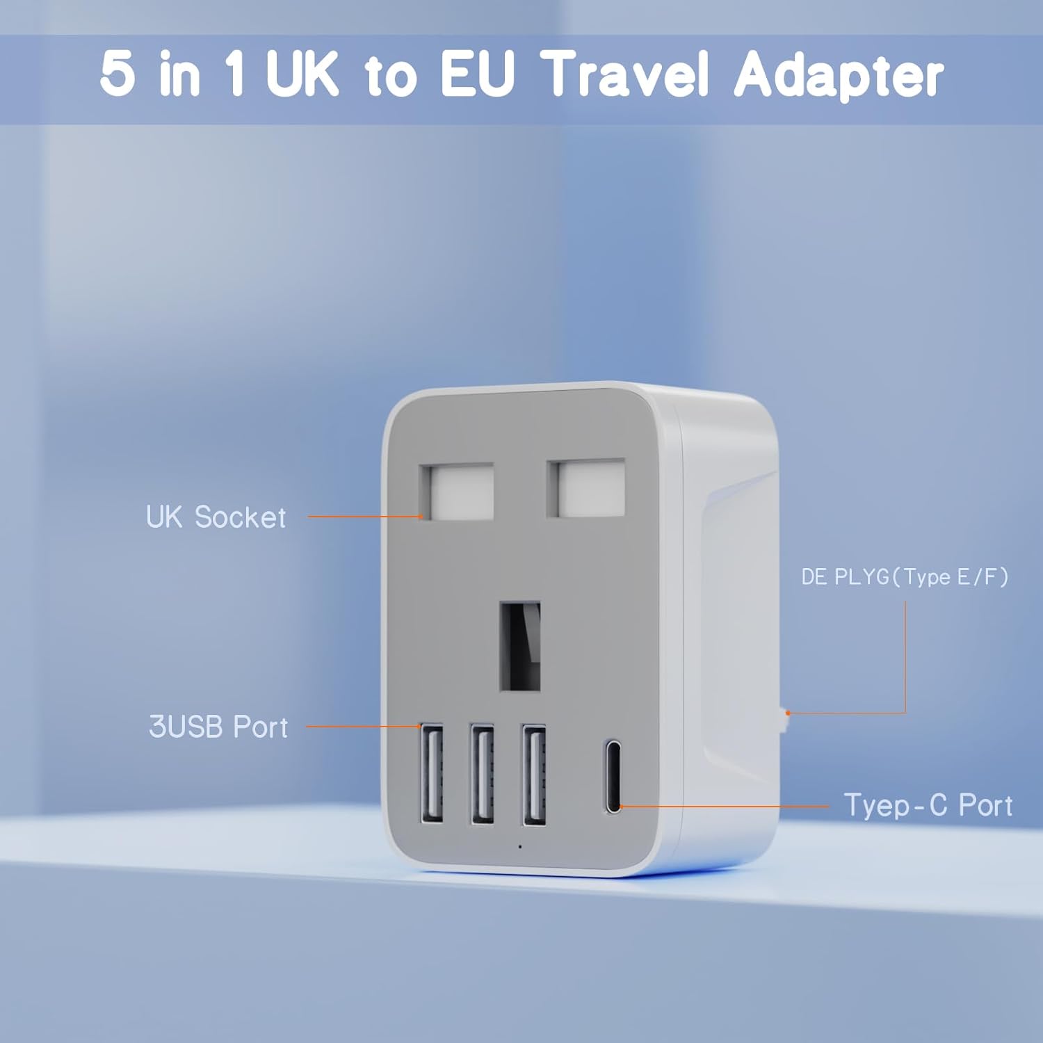 Thumbnail 2 de Herfair UK to European Plug Adapter 5‑in‑1