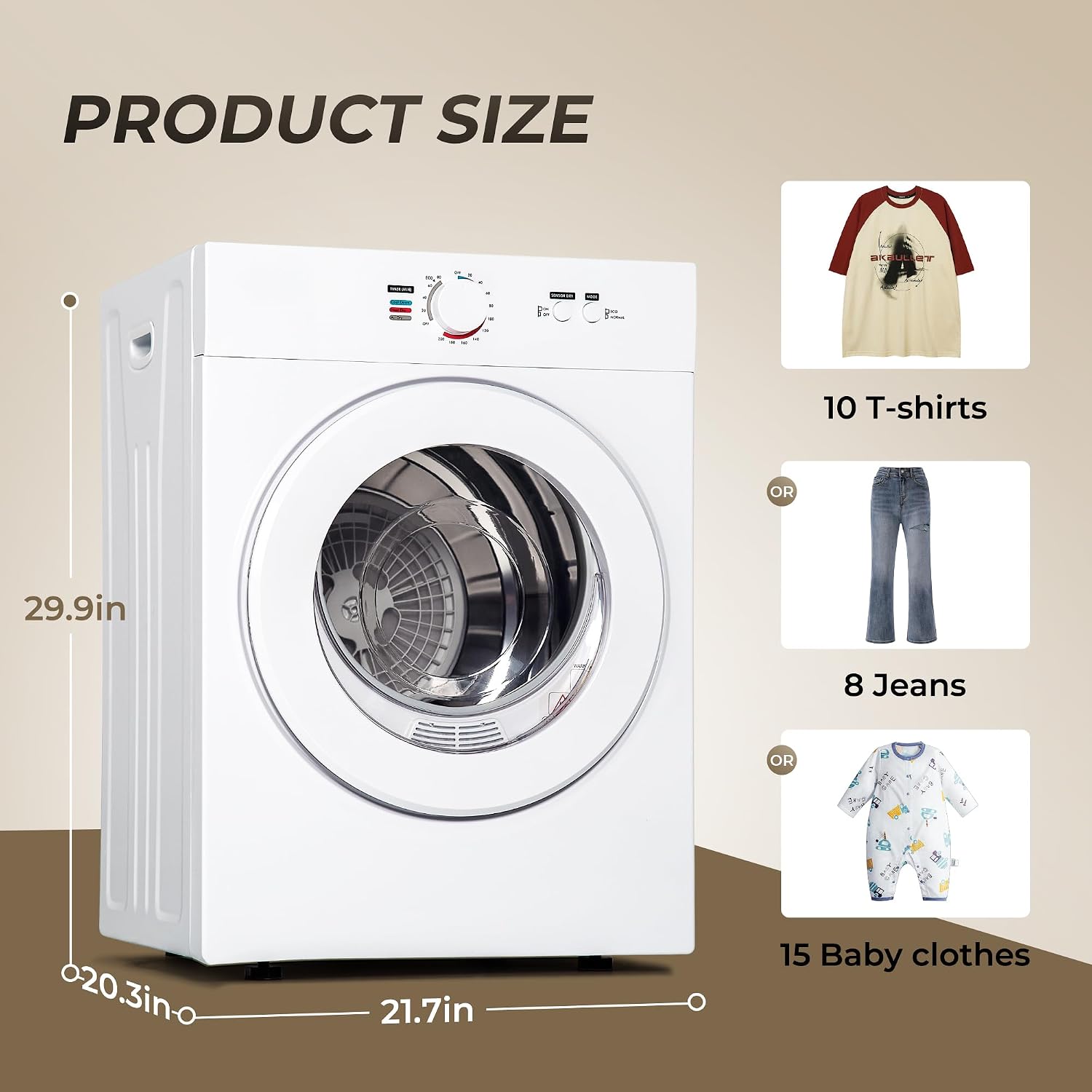 Thumbnail 5 de EUHOMY CD009 Portable Clothes Dryer, 1.8 Cu. Ft., Stainless Steel Drum