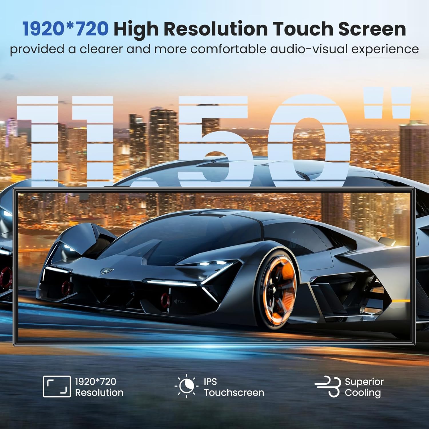 Detalle 2 de 11.5-inch Wireless CarPlay & Android Auto Car Tablet Pro Max with 4K Front and 1080P Rear Camera, Mirror Link, AUX/FM/Bluetooth, 64GB SD