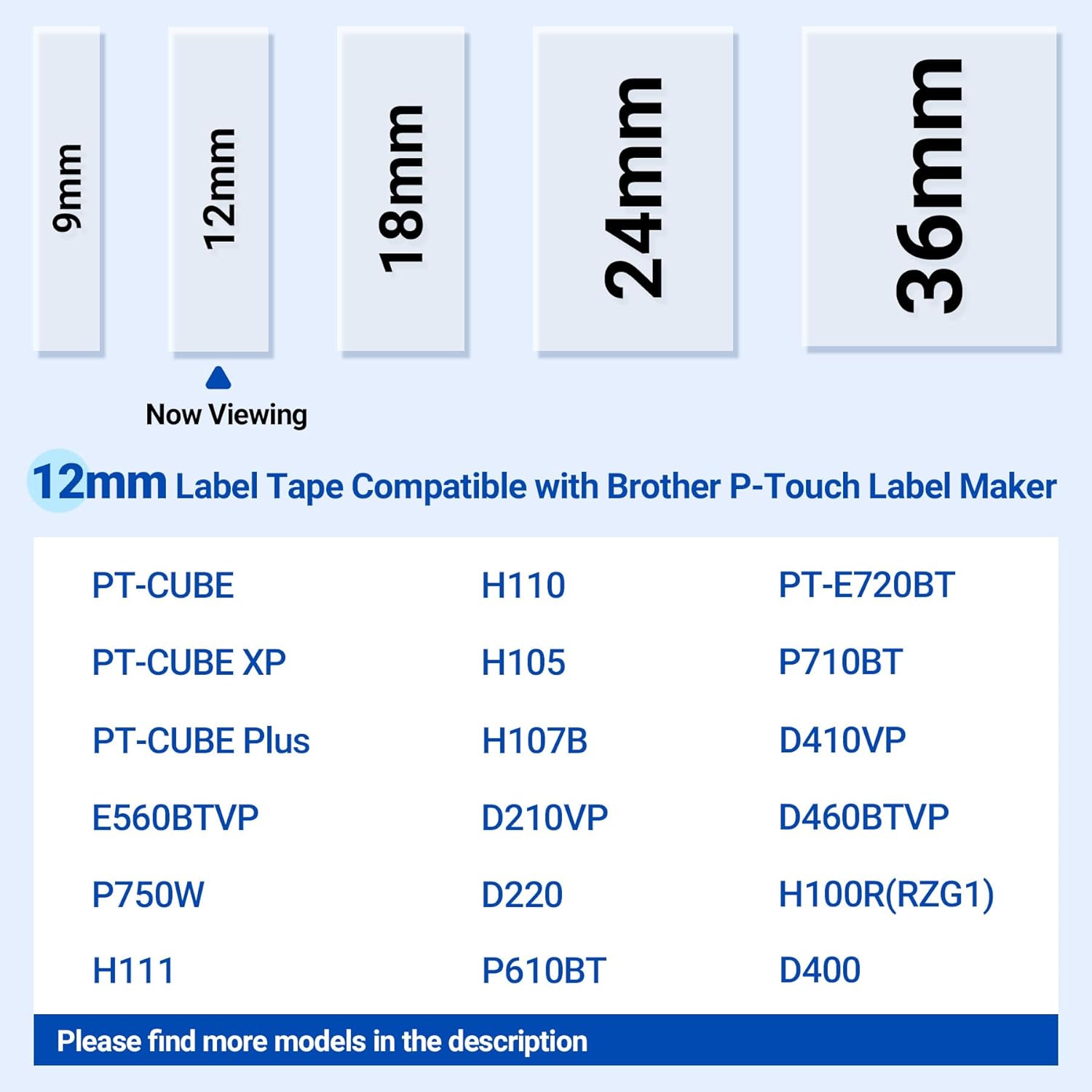Thumbnail 1 de Markurlife 6er-Set Ersatzband TZe-131, 12 mm x 8 m, klar für Brother P-Touch