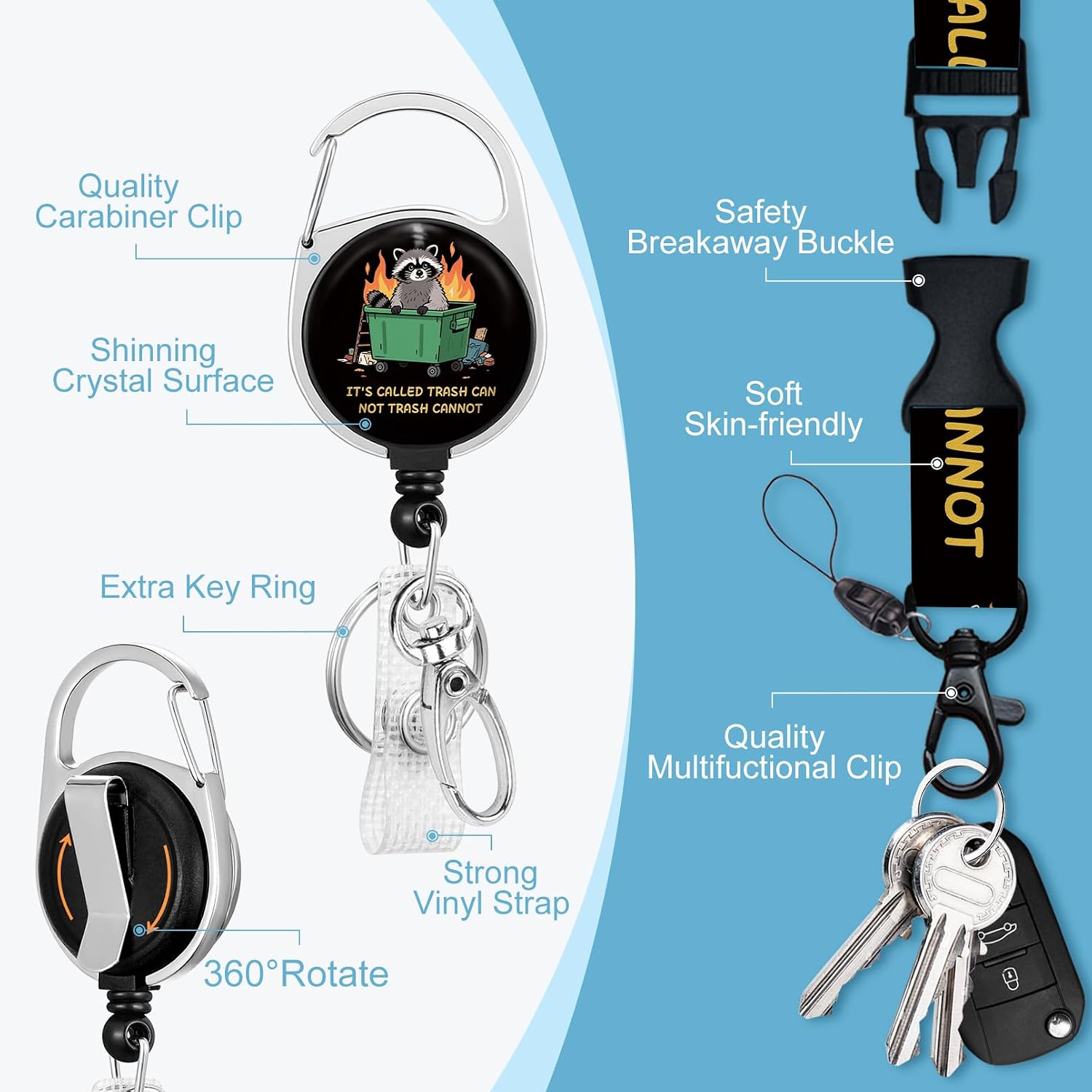 Detalle de Funny Raccoon Badge Lanyard