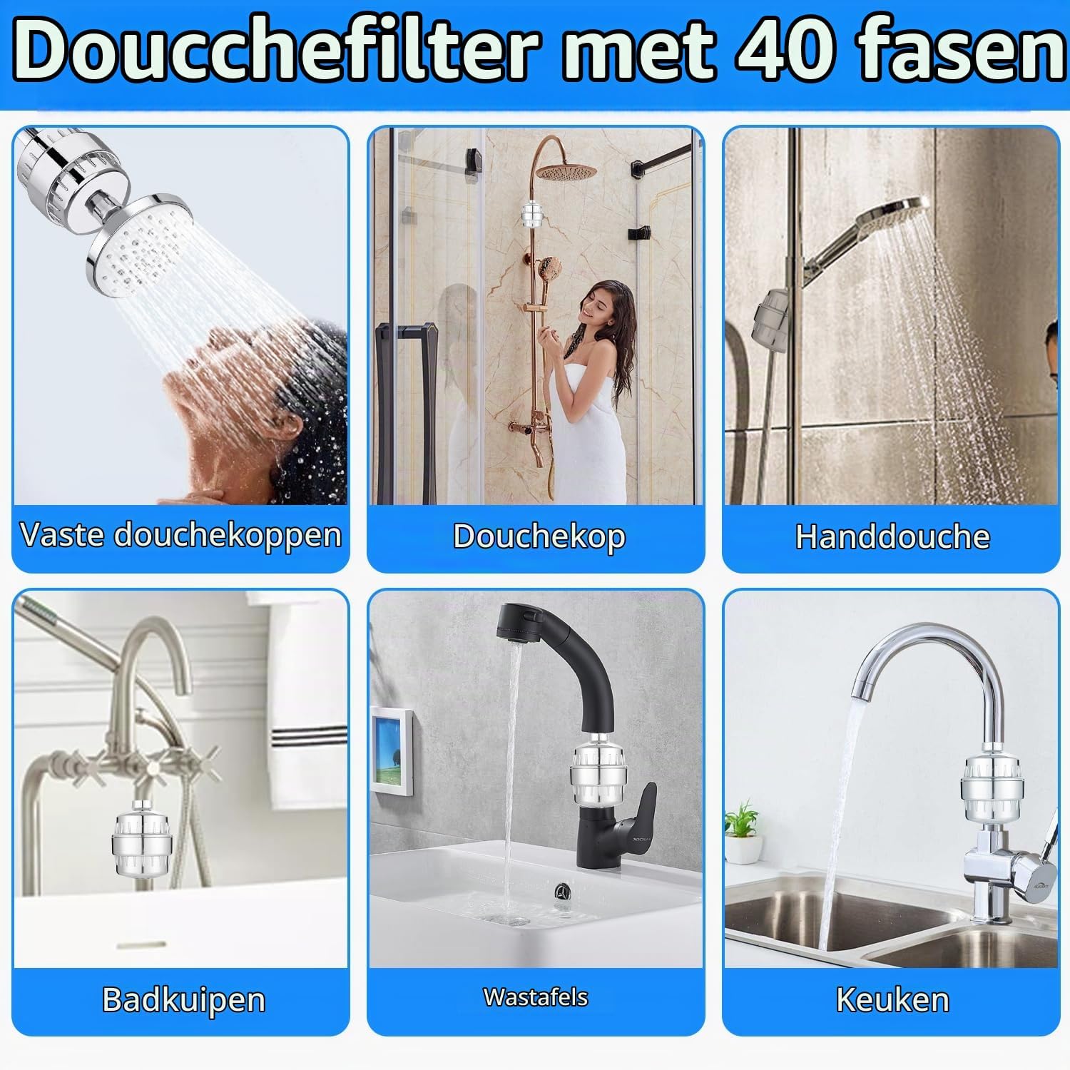Thumbnail 6 de LEAZZLE SF-40 douchefilter met 40-traps filtratie en vitamine C