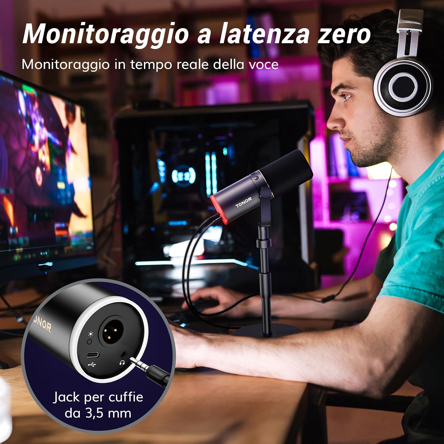 Detalle 2 de TONOR TD520S microfono gaming USB/XLR 200cm