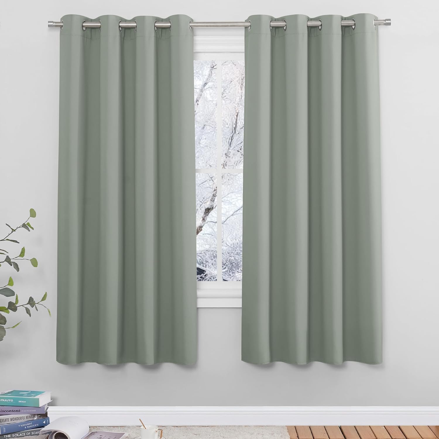 Detalle de PONY DANCE Sage Green Blackout Curtains 46x72
