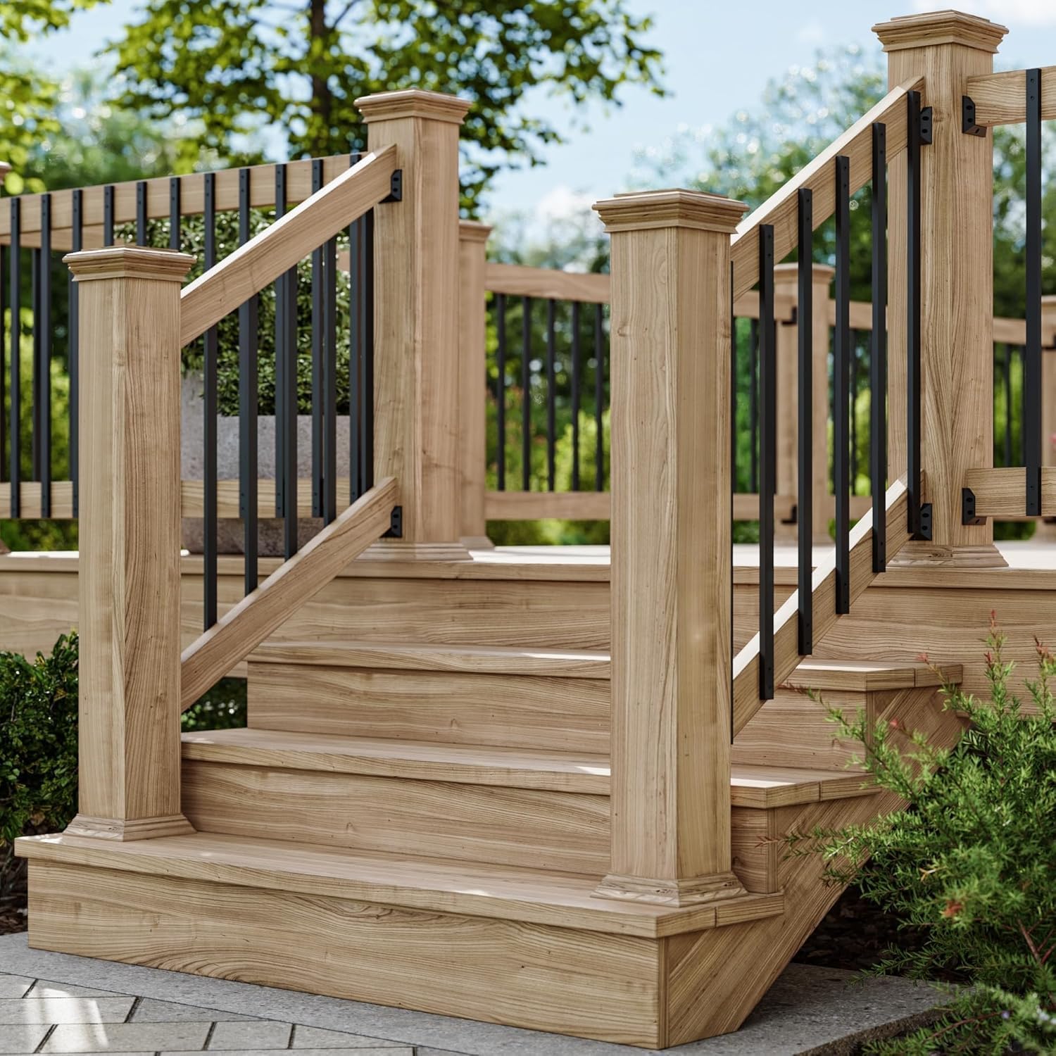 Detalle de HZIU 101-Pack 29.5-Inch Rectangular Stainless Steel Deck Balusters, Black