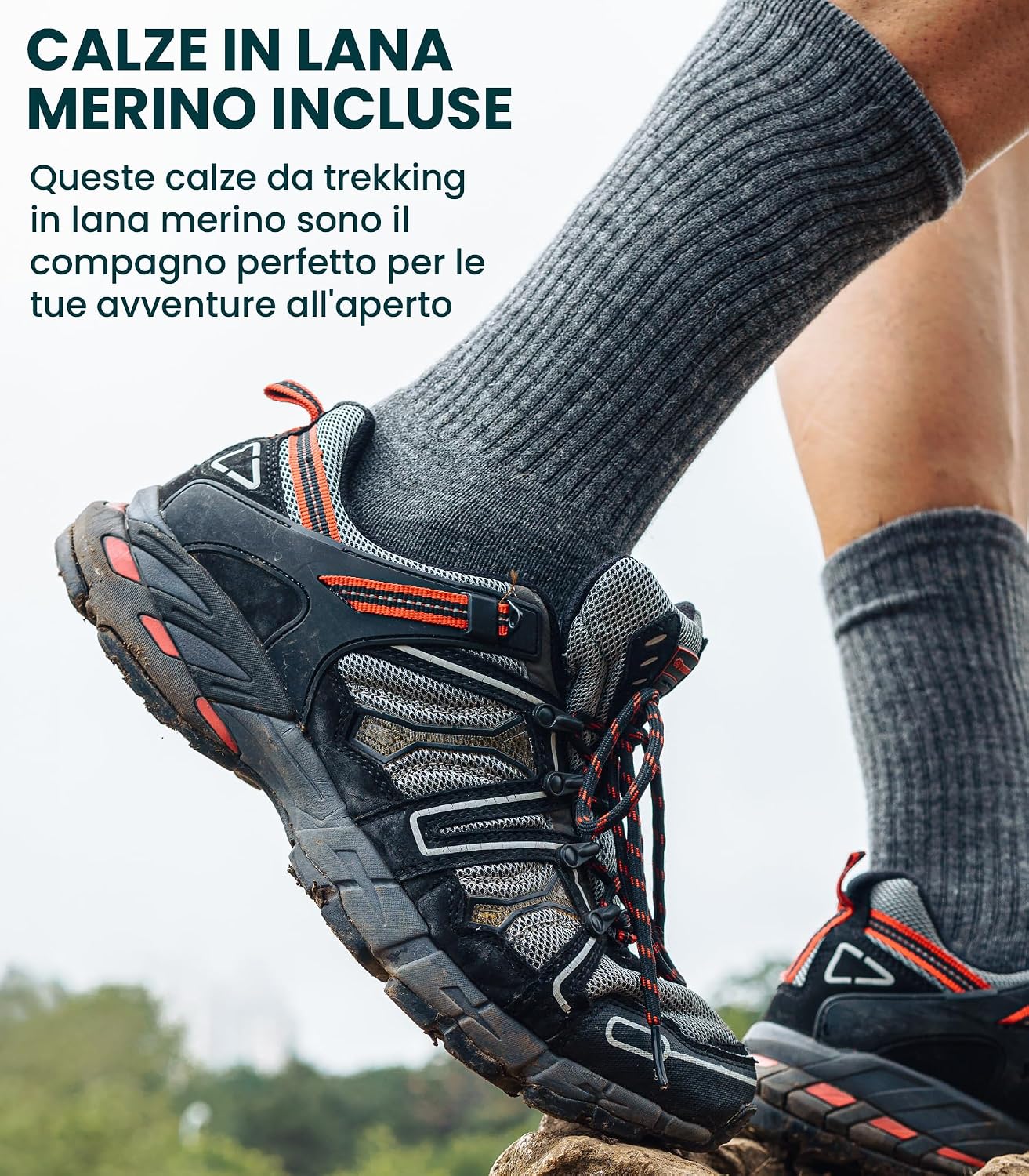 Thumbnail 5 de Merino.tech Maglia Termica in Lana Merino Uomo 100% (leggero/medio/pesante) con calzini in omaggio