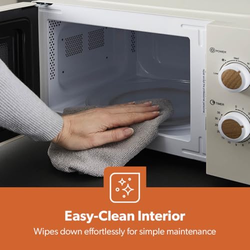Thumbnail 8 de GEEPAS NordiQ 20L Microwave Oven: 700W, 5 Power Levels, 35-Minute Timer in Cream
