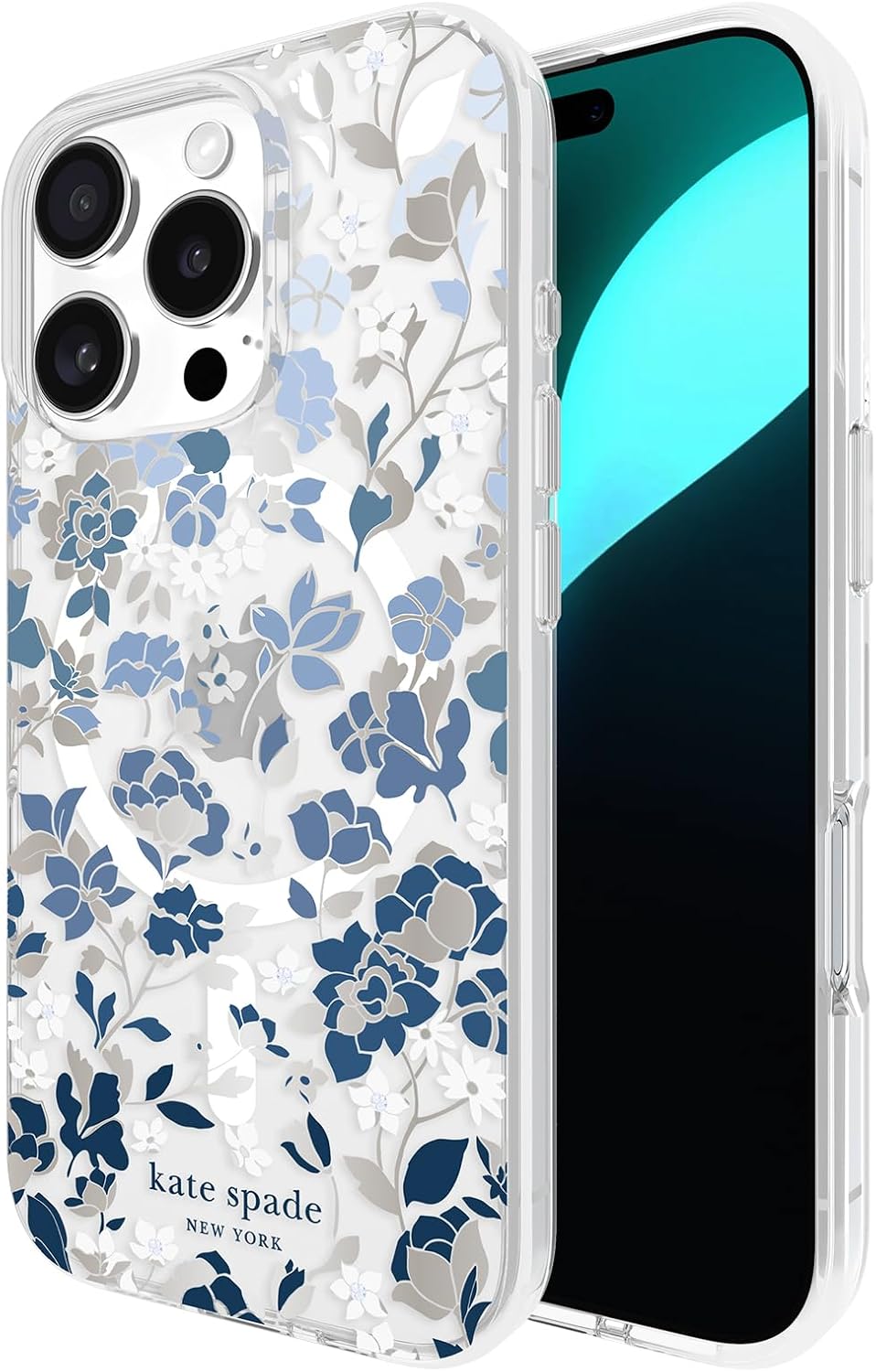 Detalle de kate spade new york iPhone 16 Pro Case: Flowerbed Blue Gems