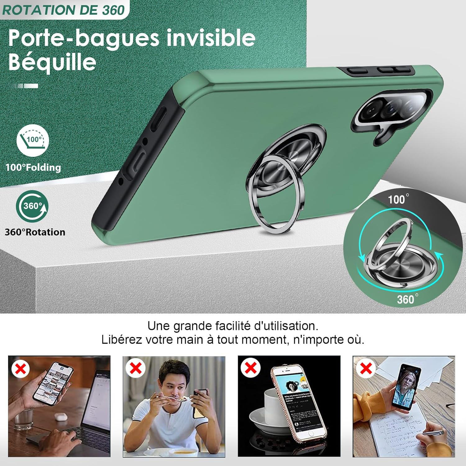 Thumbnail 2 de Coque LeYi pour Samsung Galaxy A56/A56 avec verre trempé dual et anneau invisible – protection renforcée