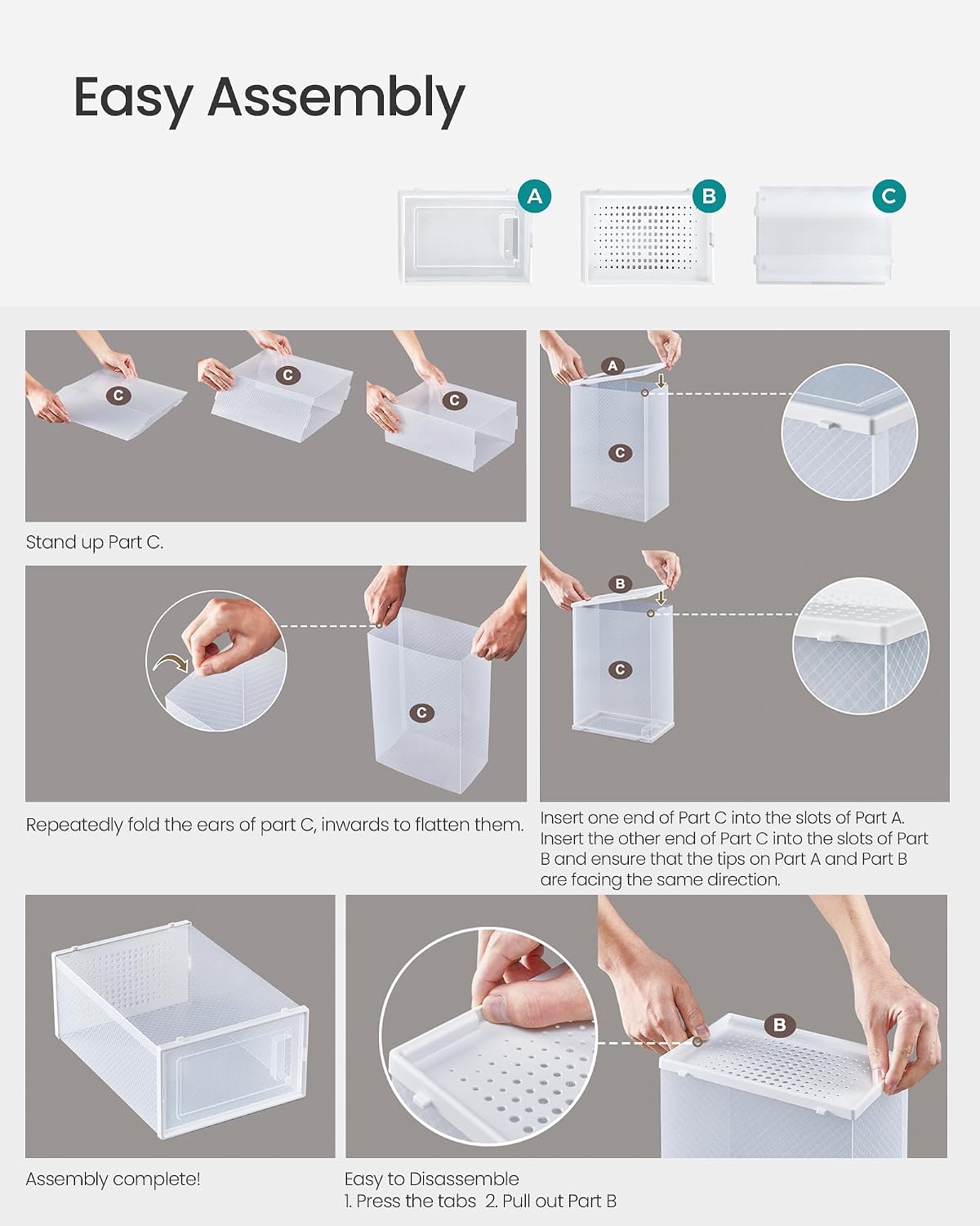 Thumbnail 6 de SONGMICS ULSP18SWT Shoe Boxes, Set of 18, Stackable with Clear Front Doors
