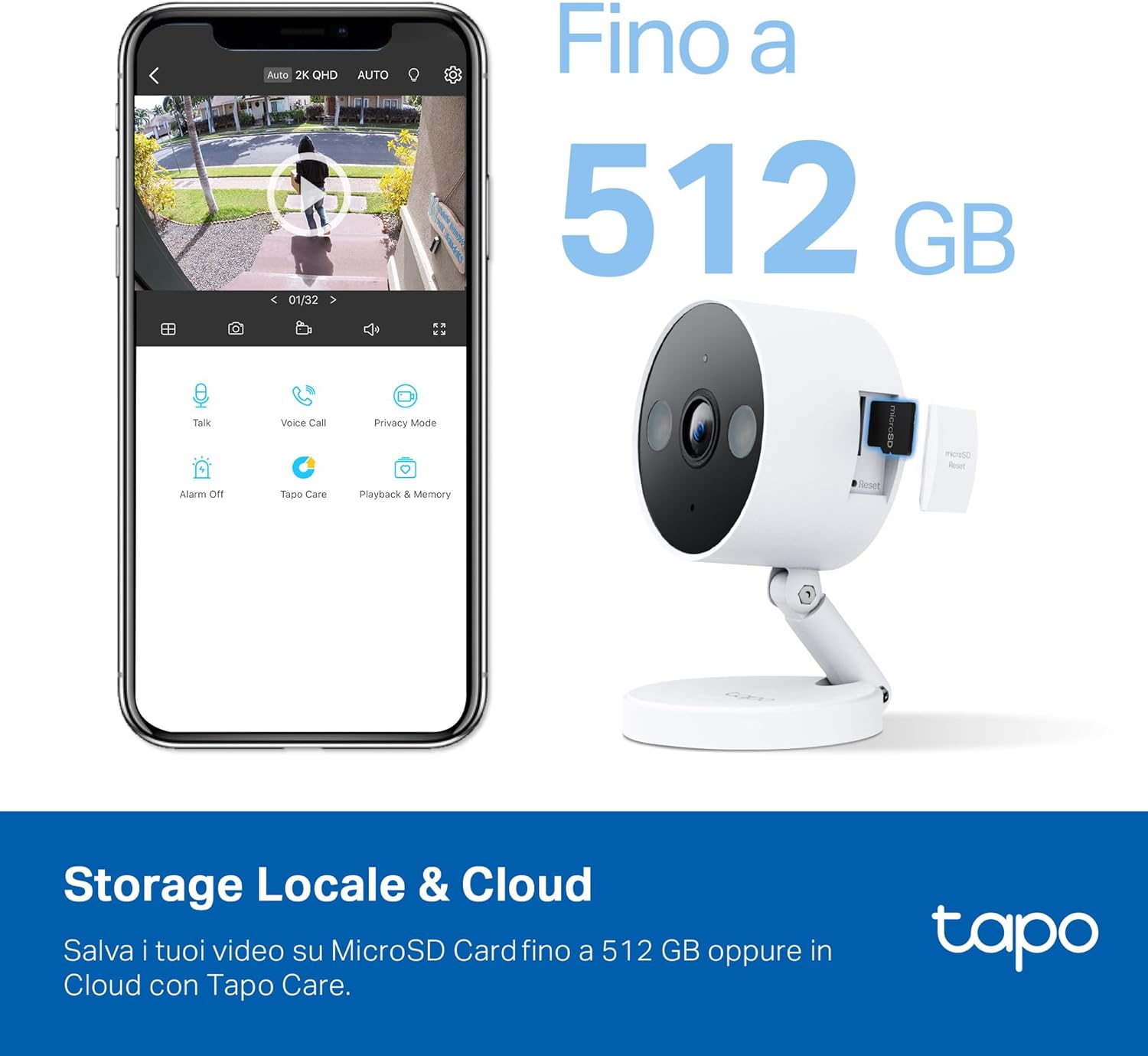 Detalle 2 de Tapo C120: videocamera Wi‑Fi per interno ed esterno, 2K/4MP, visione notturna a colori e rilevamento AI