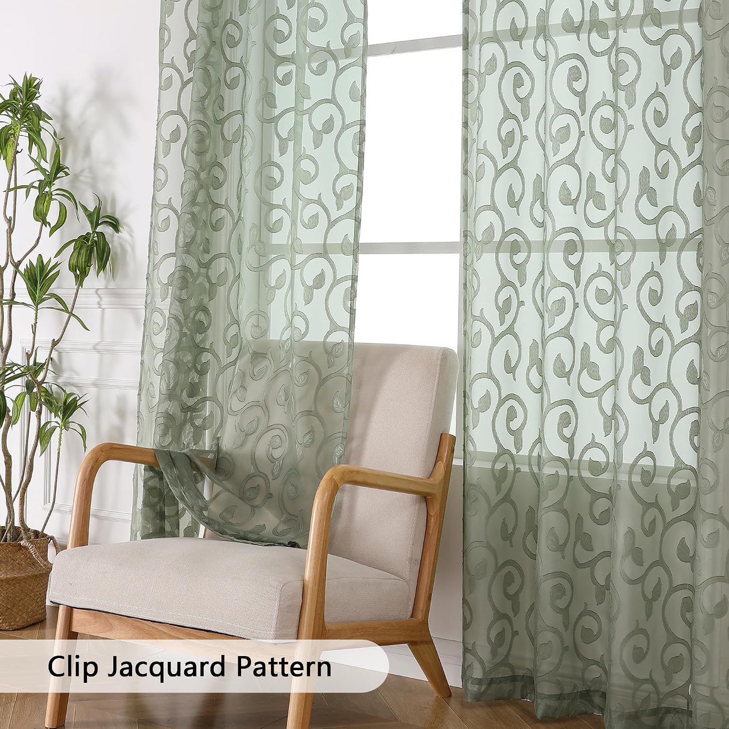 Detalle de OWENIE Semi-Sheer Curtains, 72-Inch Length