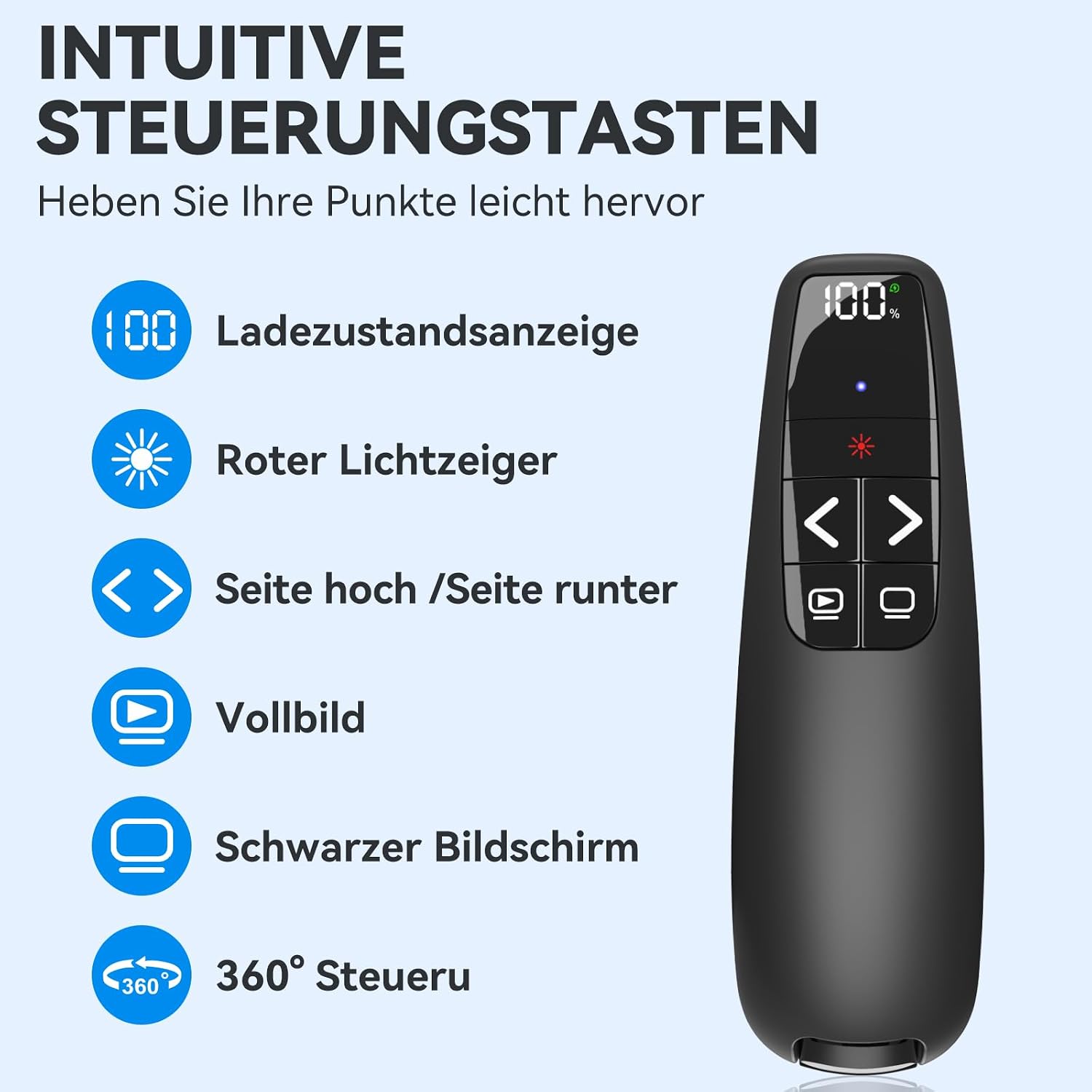 Detalle de USB-C Präsentationsfernbedienung mit 100 ft