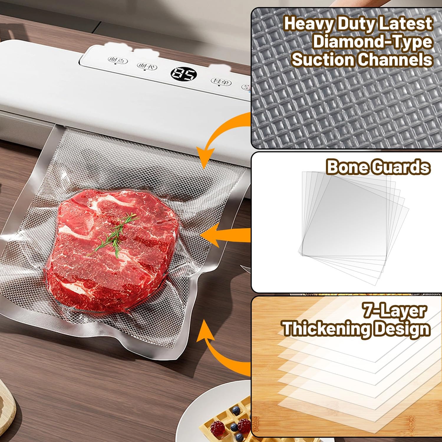 Detalle 2 de Vacuum Sealer Bags 8x12 Inch 🍽