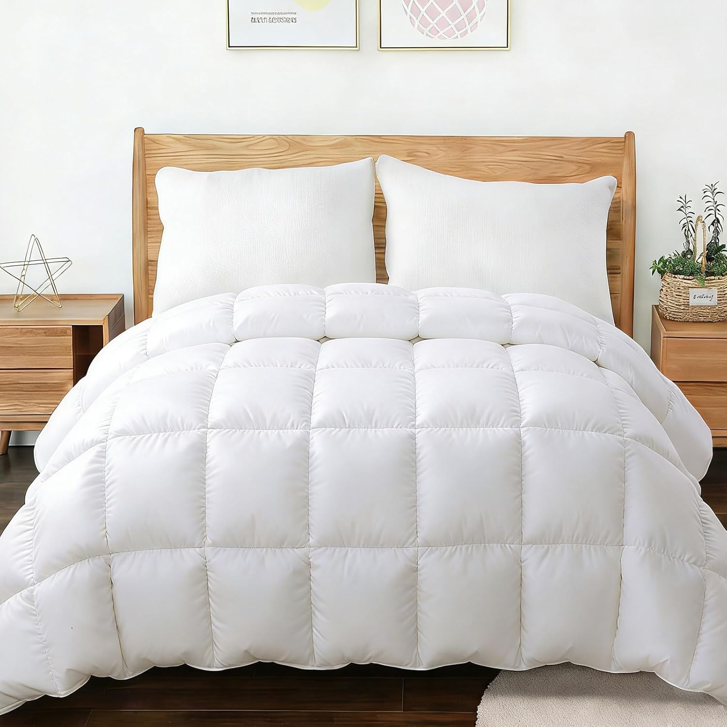 Thumbnail 5 de SLIMELODY COMFORTER03 Oversized Queen Duvet Insert, White, Reversible, 98 x 98 Inches