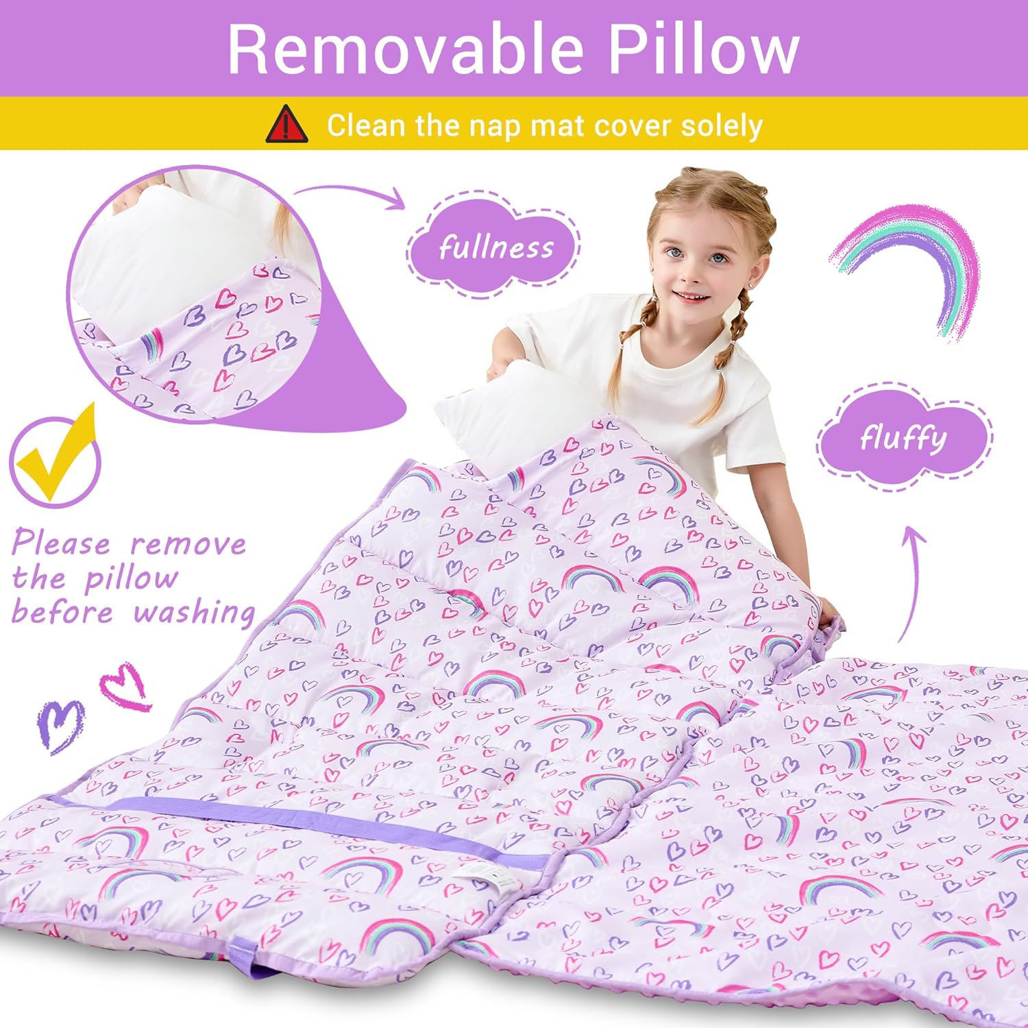 Thumbnail 4 de Lasoftan Toddler Nap Mat with Pillow and Blanket (Extra Large) – Ideal for Daycare, Preschool, Travel