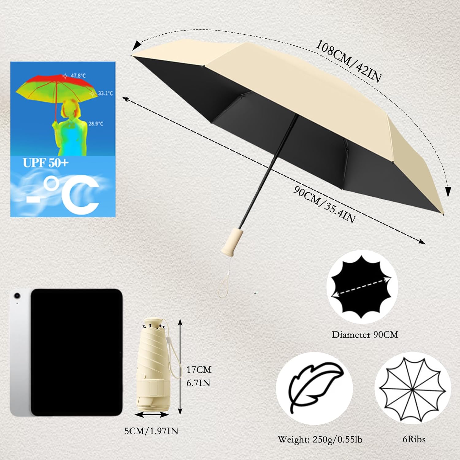 Thumbnail 1 de Travebo mini travel umbrella with UPF 50+
