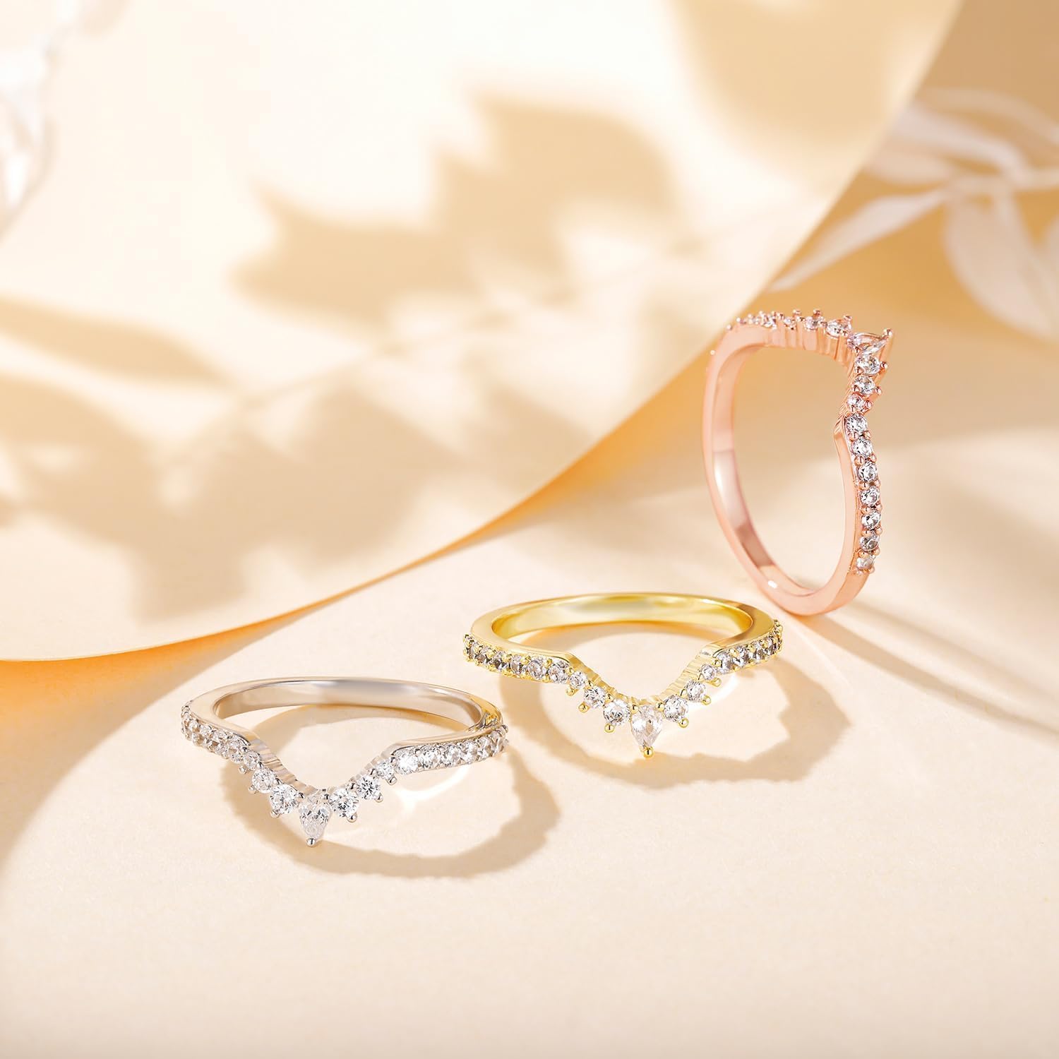 Thumbnail 2 de Titaniumcentral Vorsteckring Damen – zierlicher Eternity Ring mit Rosen- und Silberschliff, Zirkonia