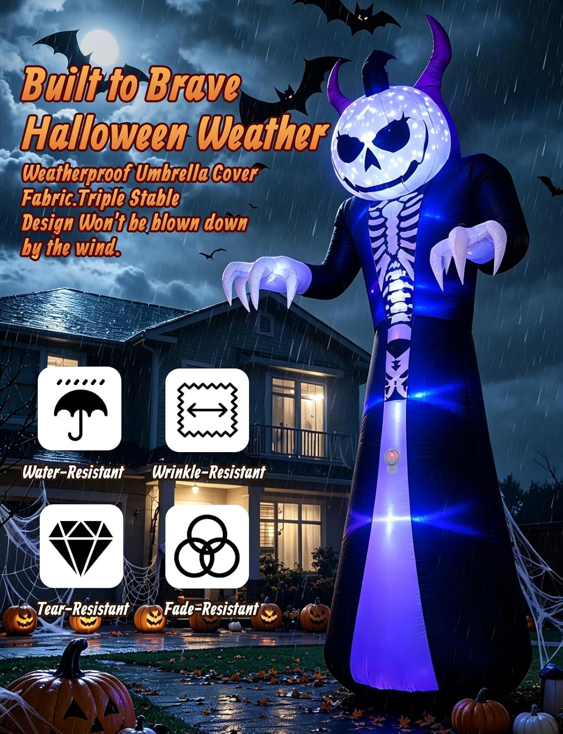 Detalle 1 de Elegear LE-CO-0020-US 10FT Grim Reaper Halloween Inflatable with Motion-Activated Scream