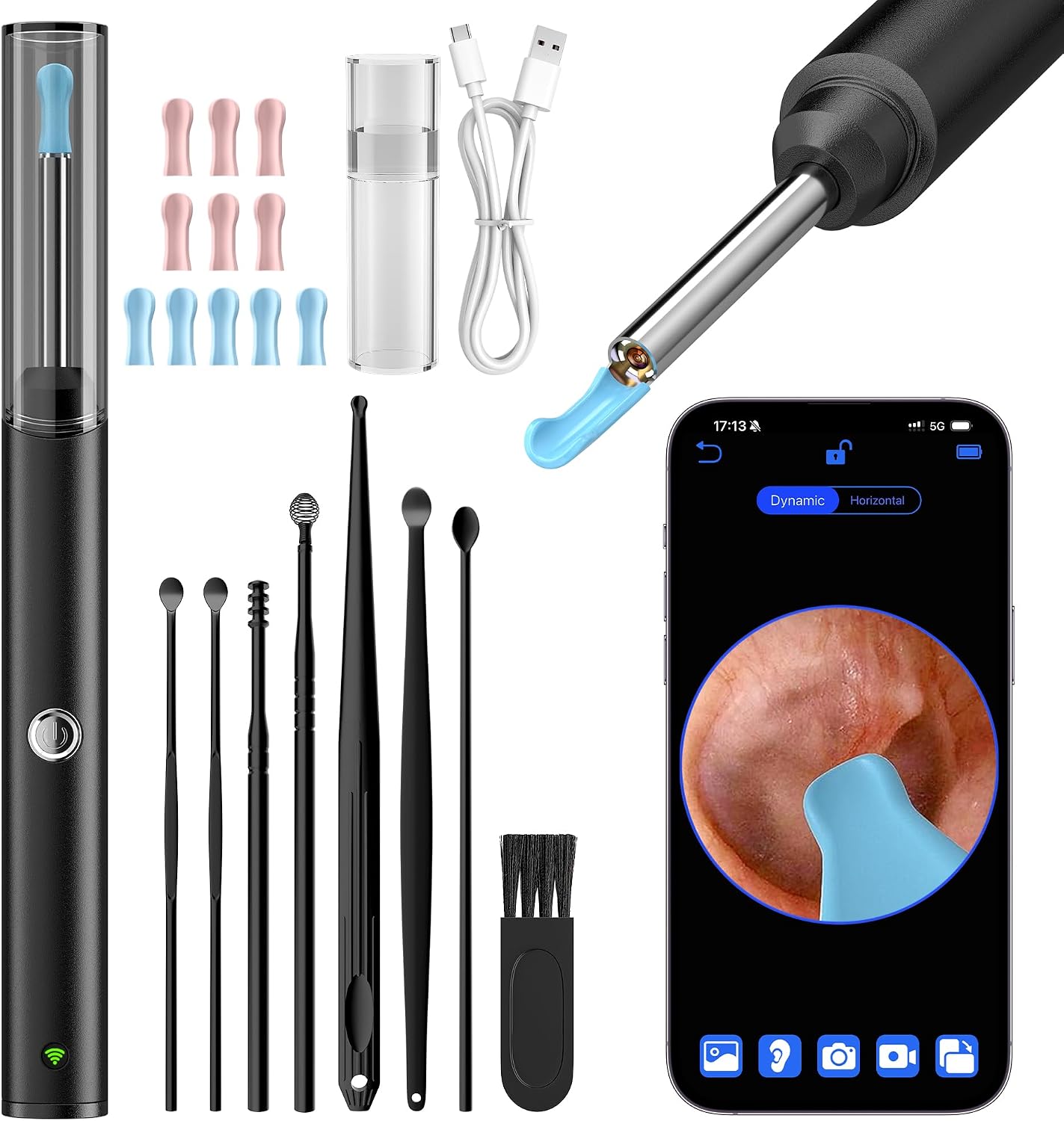 Detalle de DTHENS Ear Wax Removal Kit with 3.0 mm Camera, 6 LED Lights and Wi-Fi
